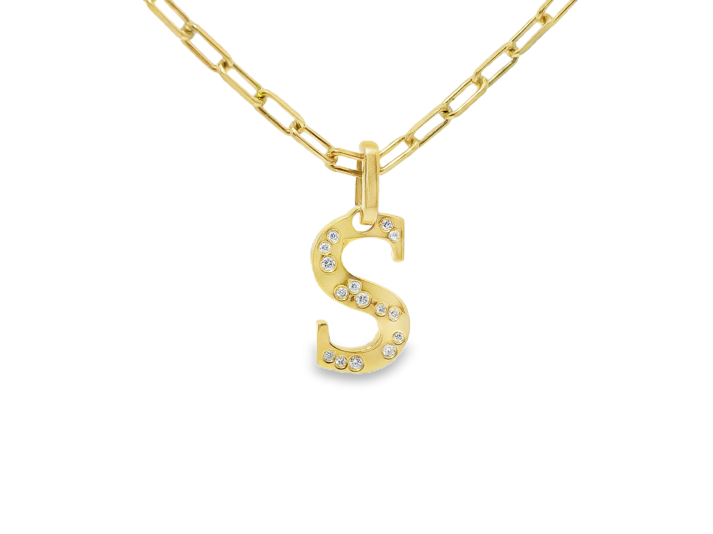 0.15CT Diamond S Letter Pendant 18k Yellow Gold