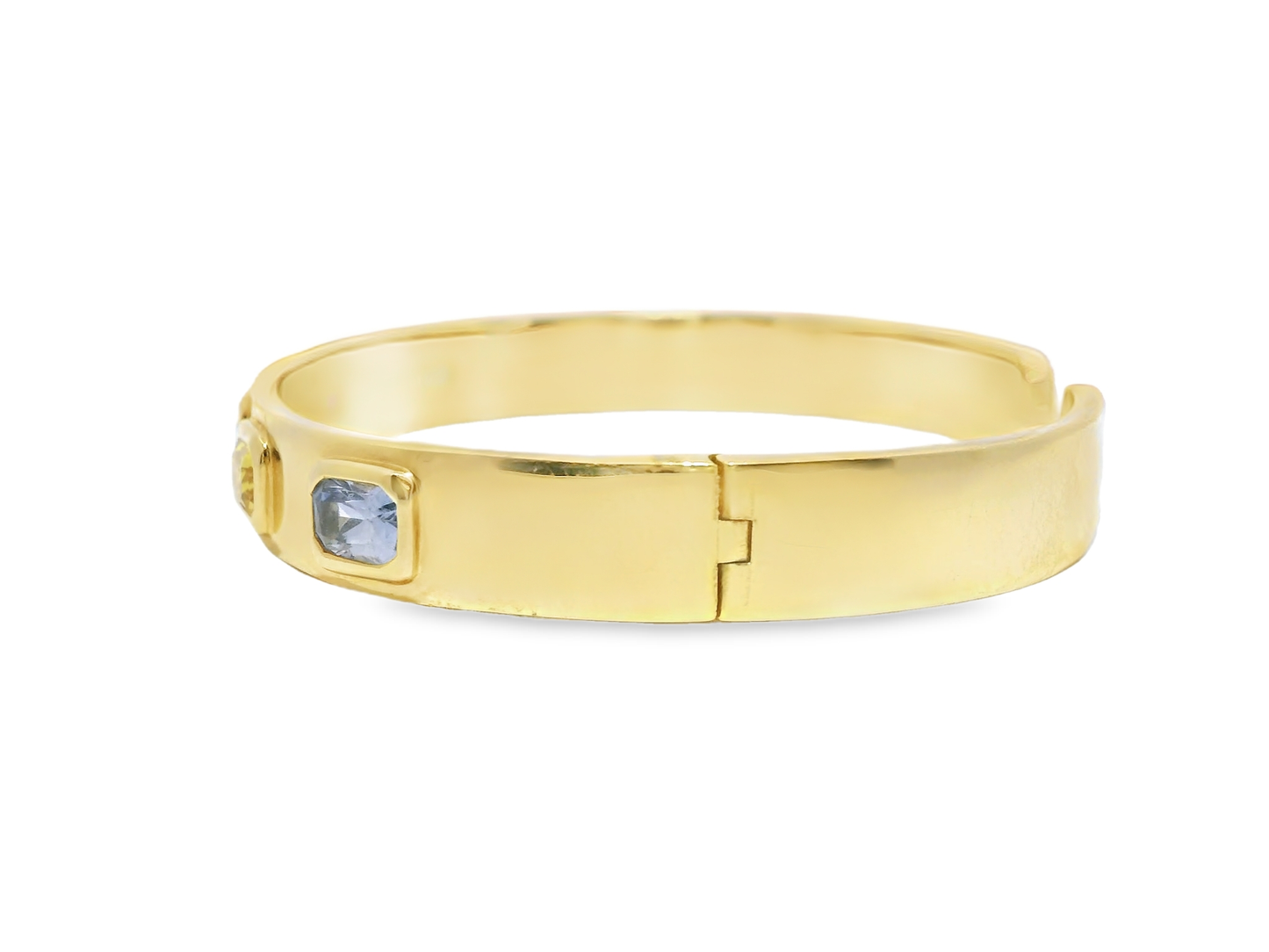 3.25CT Mixed Sapphire Bangle 19k Yellow Gold