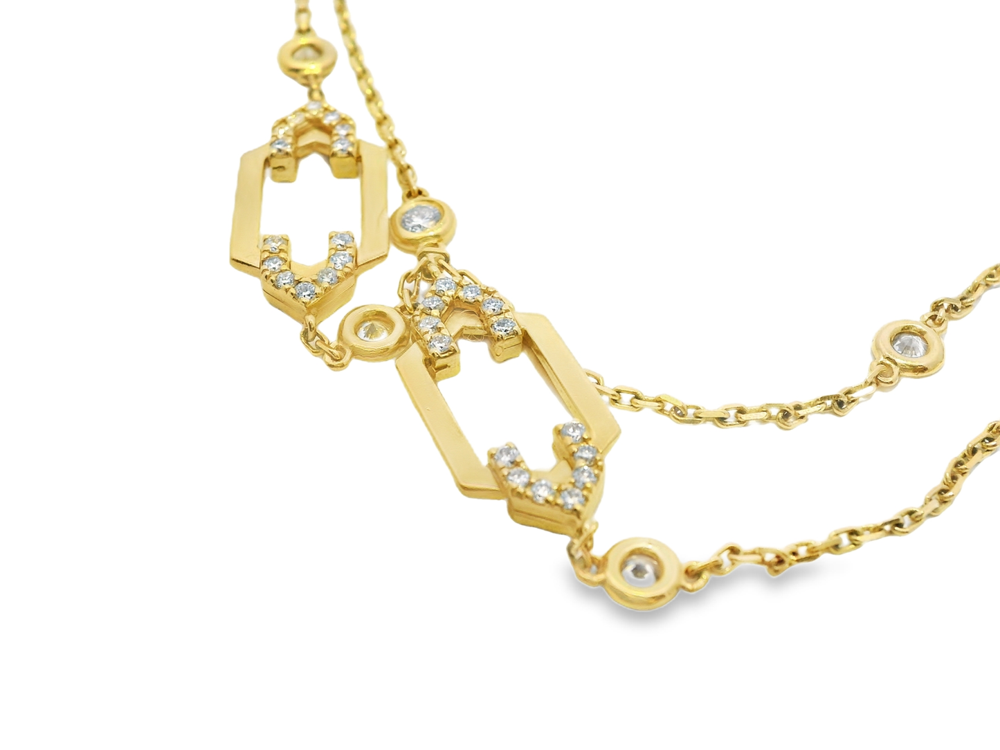 3.26CT Diamond Necklace 14k Yellow Gold