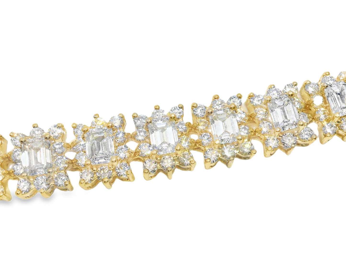 4.95CT Round 6.32CT Emerald cut Lab Diamond Bracelet 14k Gold