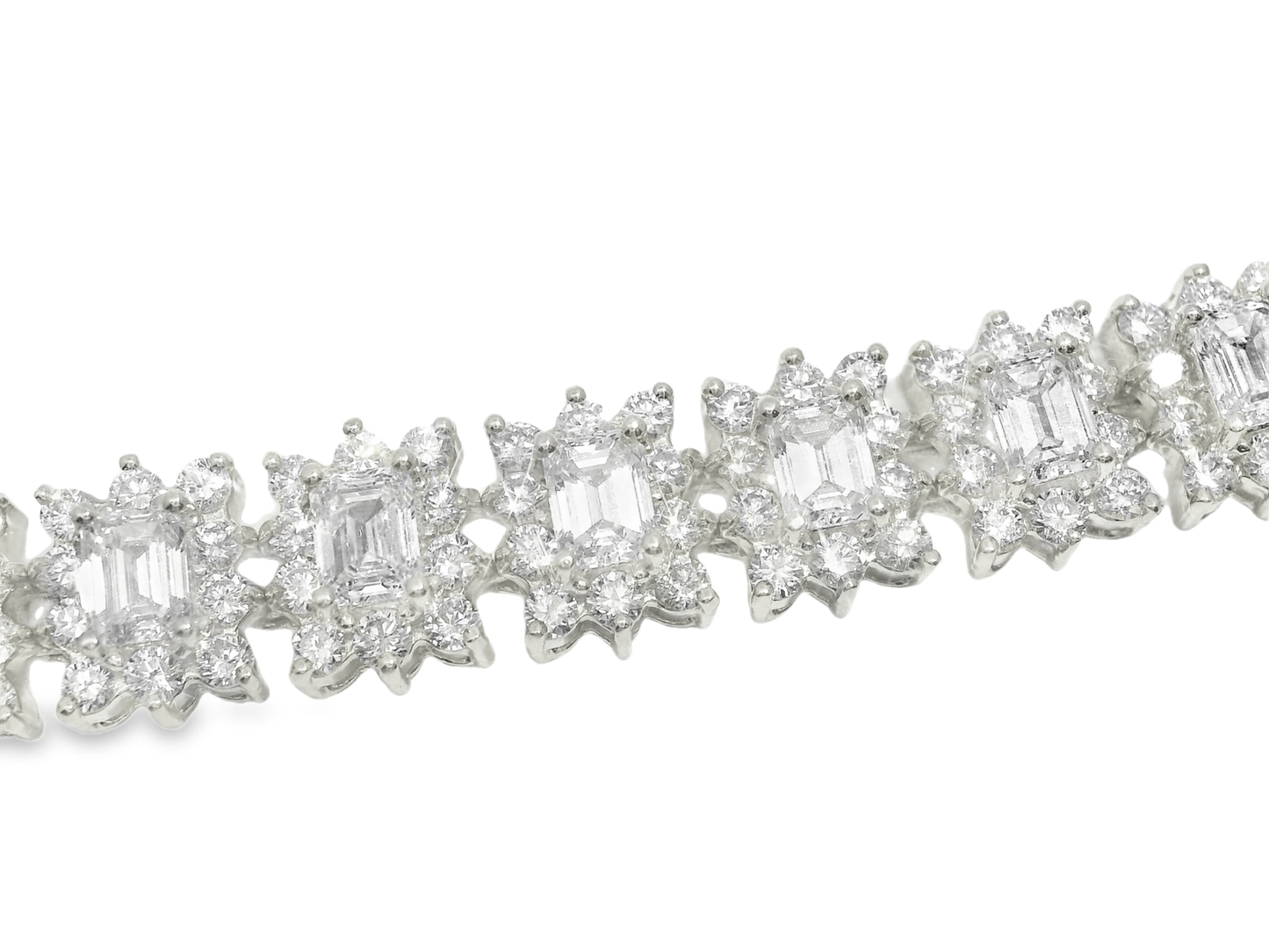 4.95CT Round 6.32CT Emerald cut Lab Diamond Bracelet 14k Gold