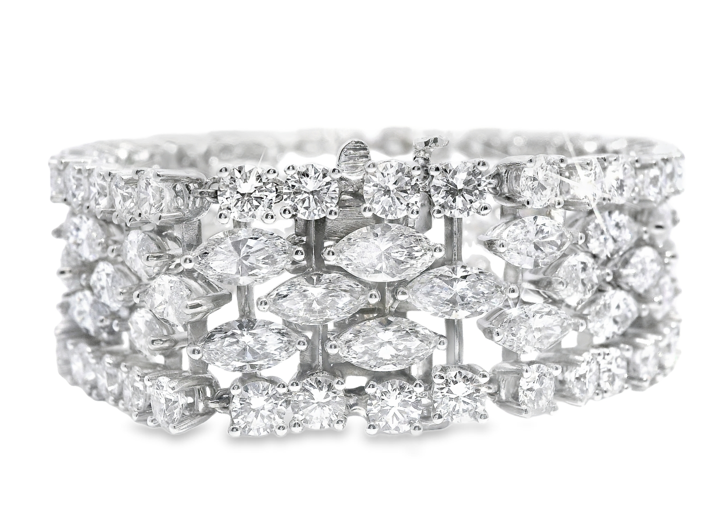 17.14CT Round 24.39CT Marquis Lab Diamond Bracelet 14k White Gold