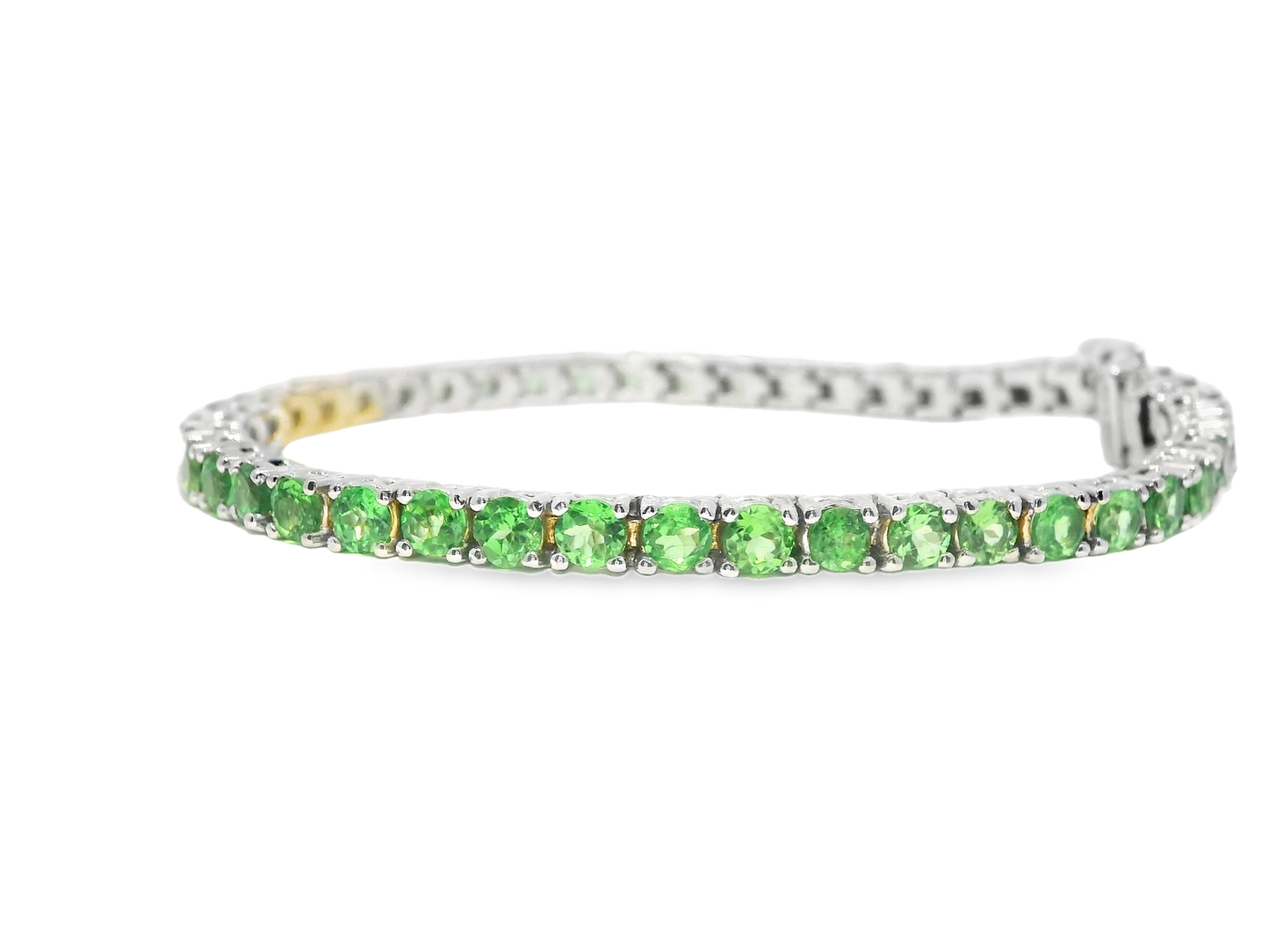 7.84CT Tsavorite Bracelet 14k White Gold