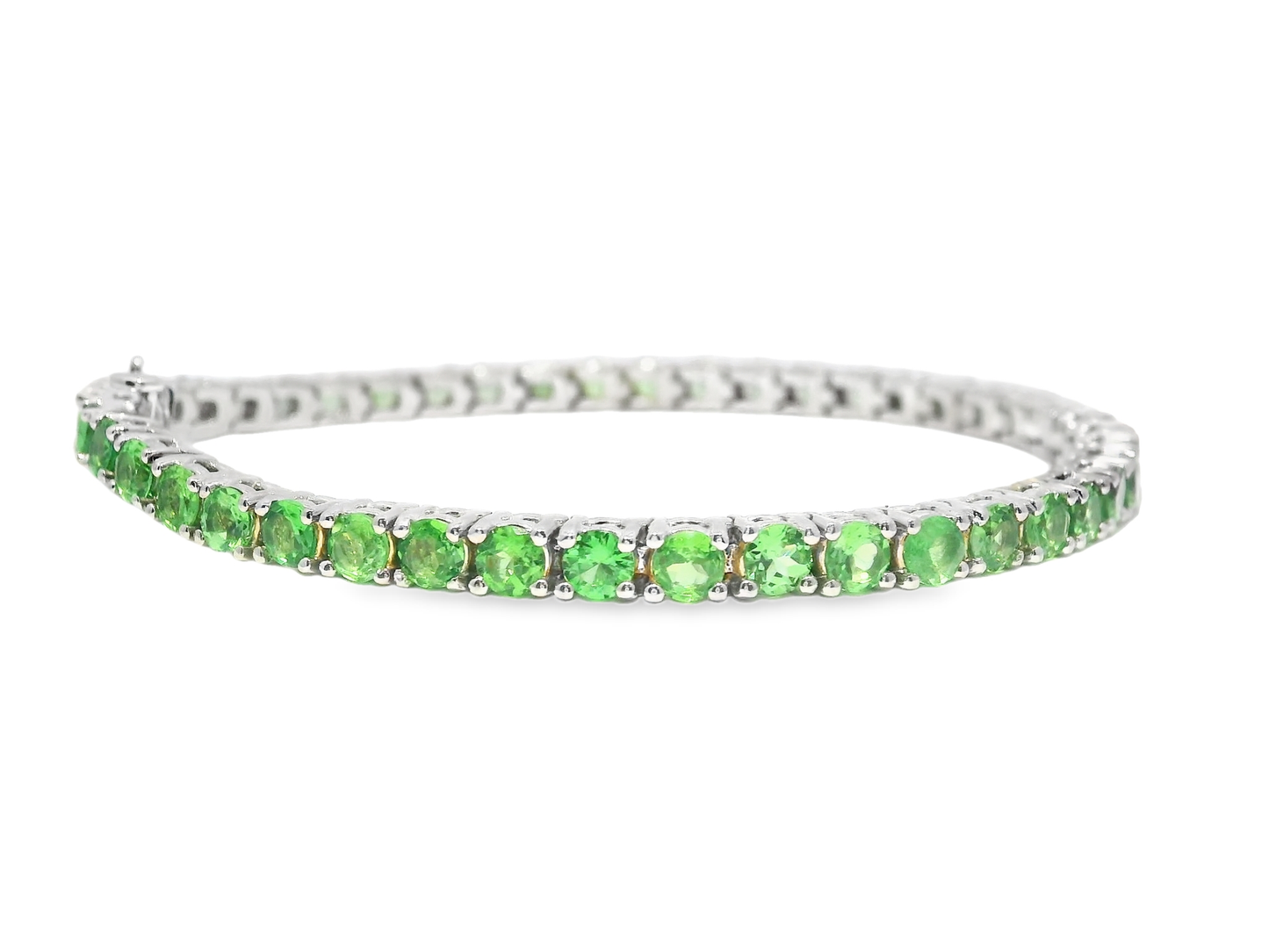 7.84CT Tsavorite Bracelet 14k White Gold
