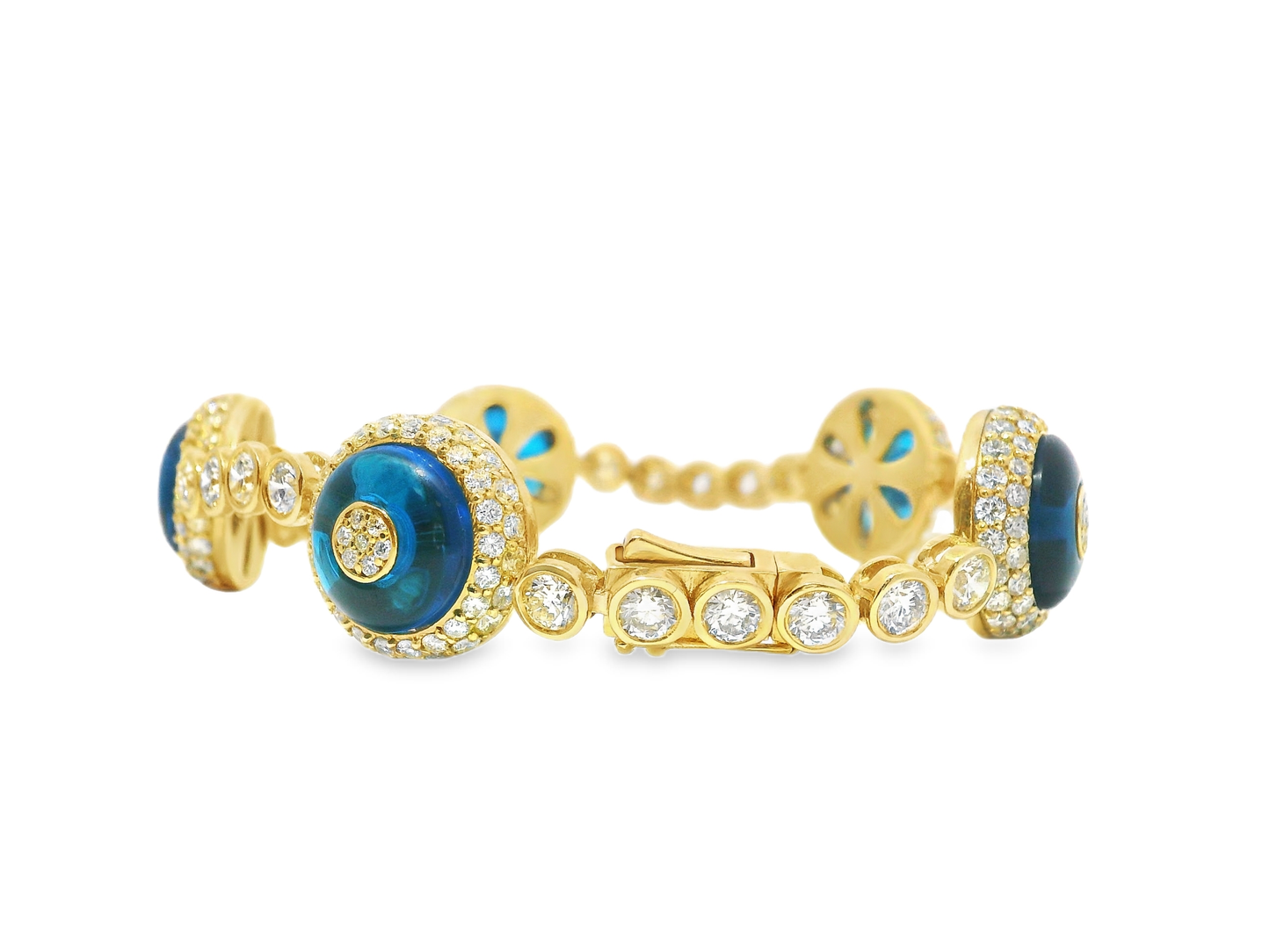 7.76Ct Diamond Evil Eye Bracelet 14k Yellow Gold