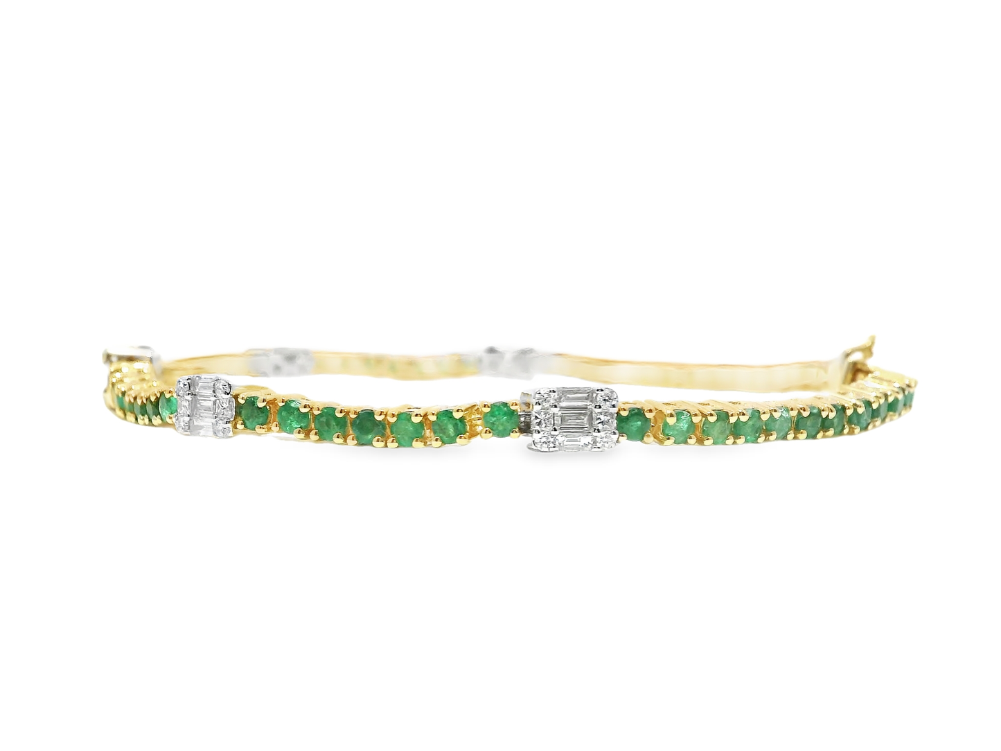 0.84CT Diamond 2.50CT Emerald Bracelet 18k Yellow Gold