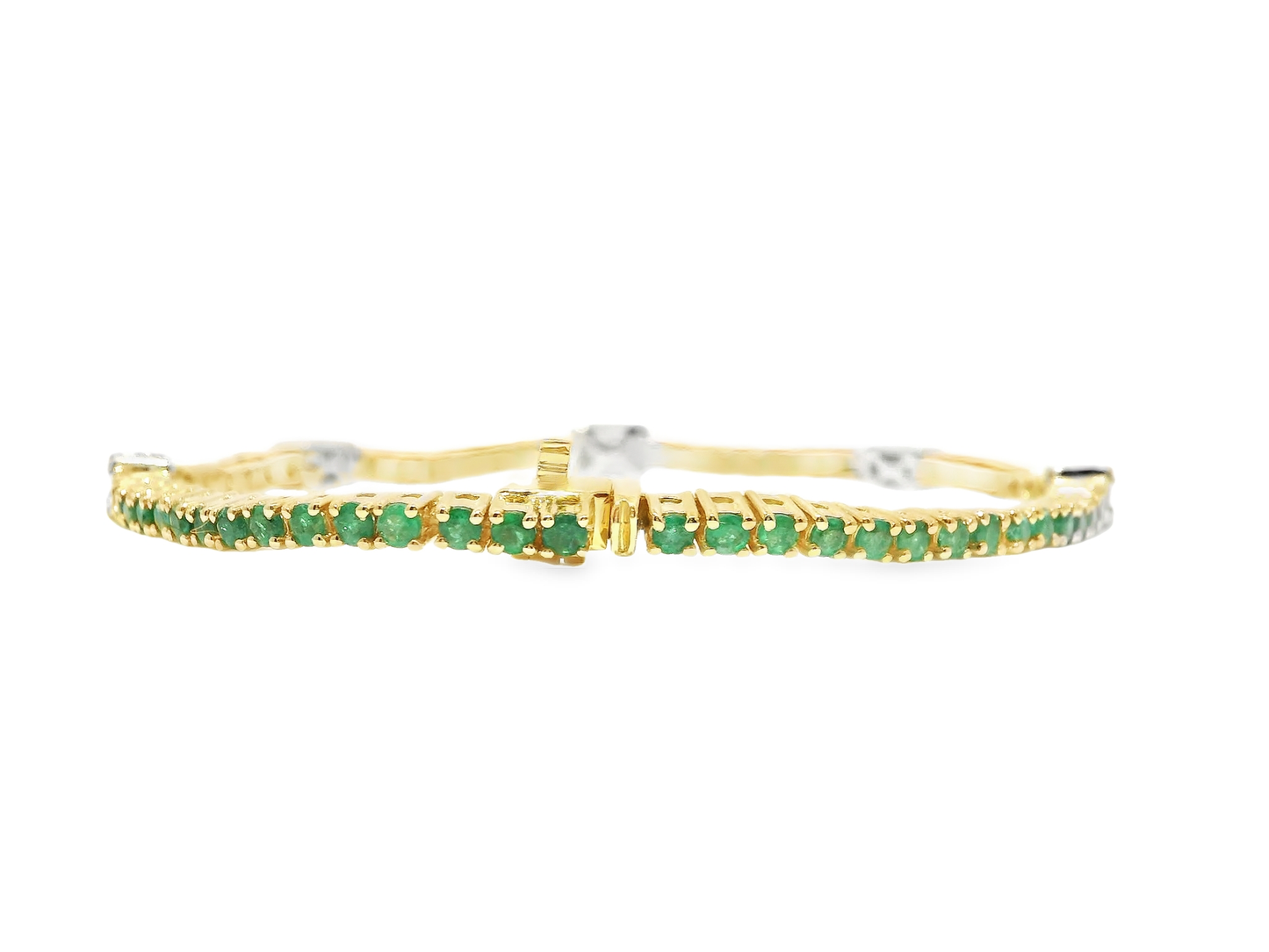 0.84CT Diamond 2.50CT Emerald Bracelet 18k Yellow Gold