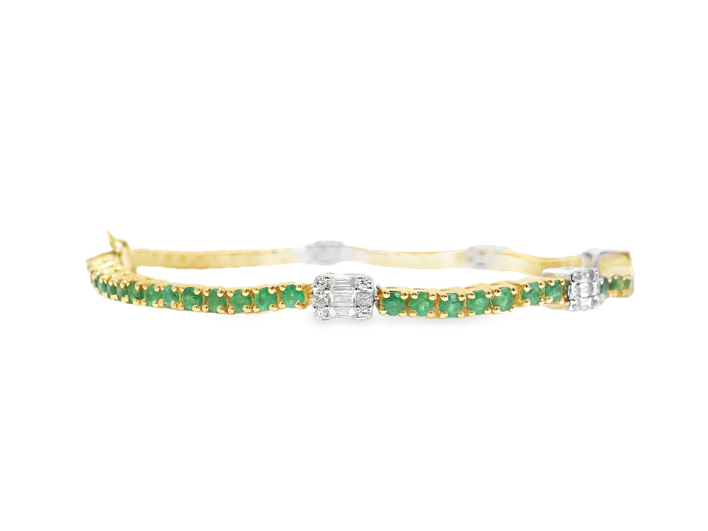 0.84CT Diamond 2.50CT Emerald Bracelet 18k Yellow Gold