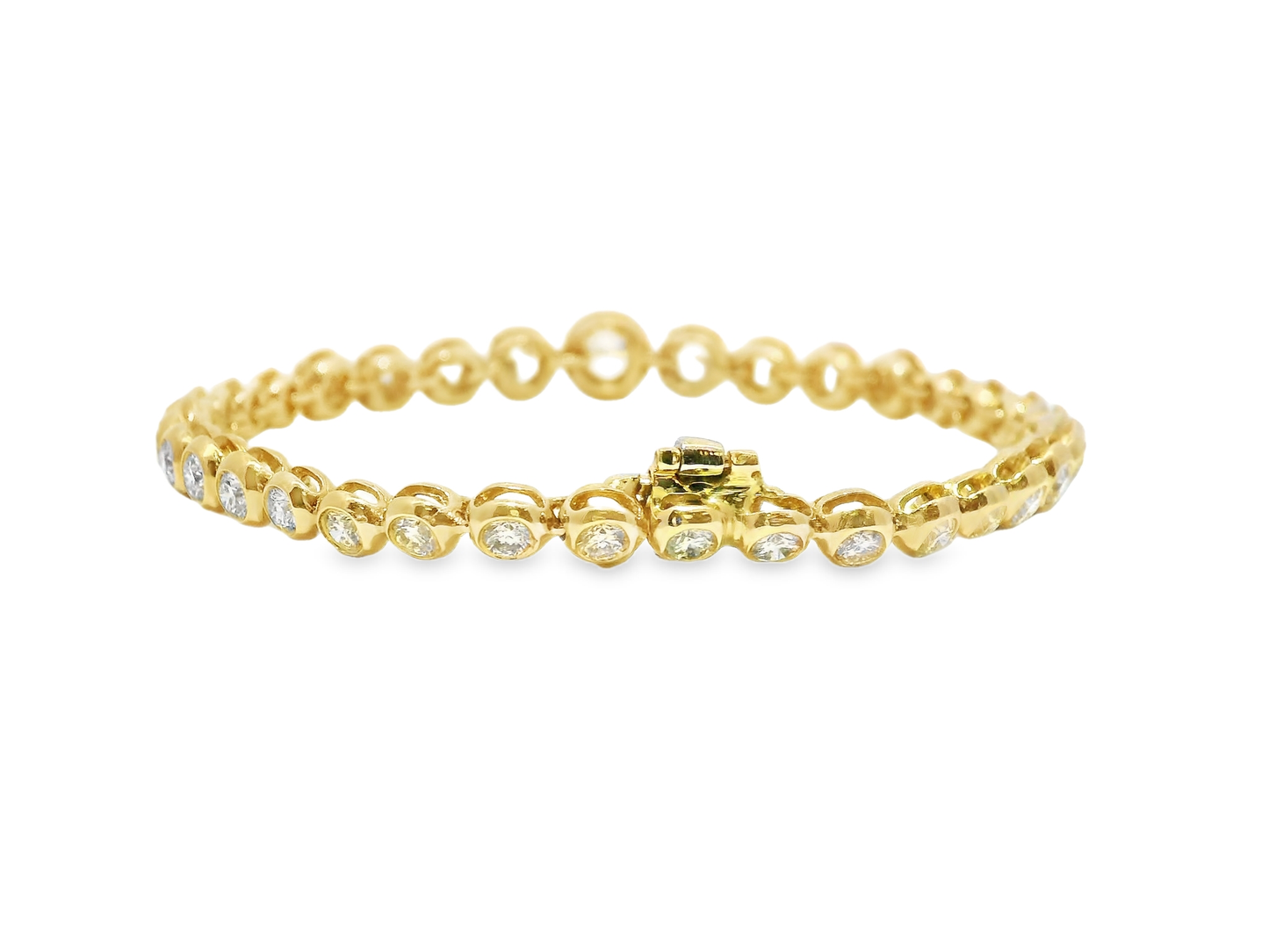 4.25CT Diamond Bezel Bracelet 14k Yellow Gold