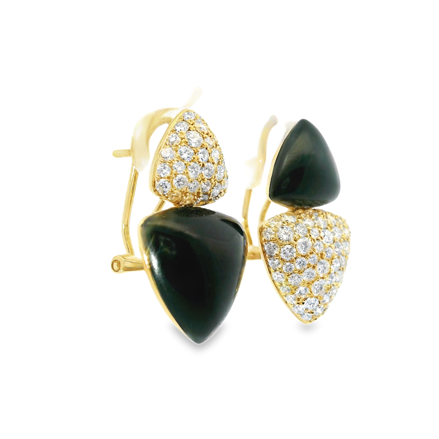1.51CT Diamond Earring with Black Onyx 14k Yellow Gold