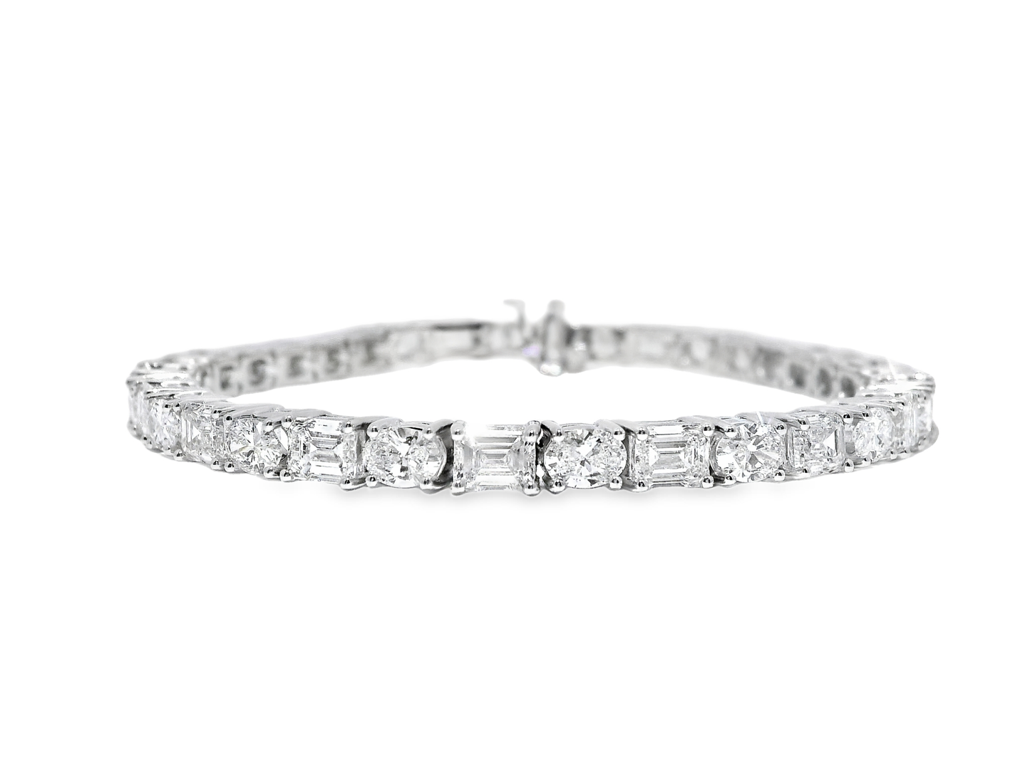 8.96CT Emerald 5.17CT Oval Lab Diamond Bracelet 14k White Gold
