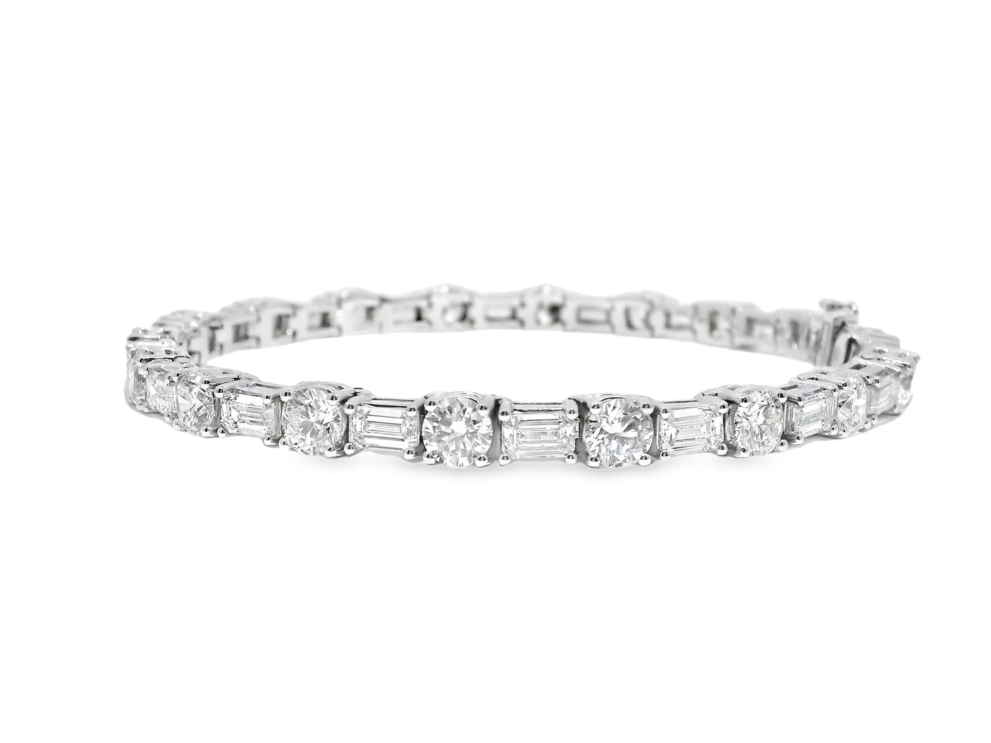 7.91CT Round 5.92CT Emerald Cut Lab Diamond Bracelet 14k White Gold