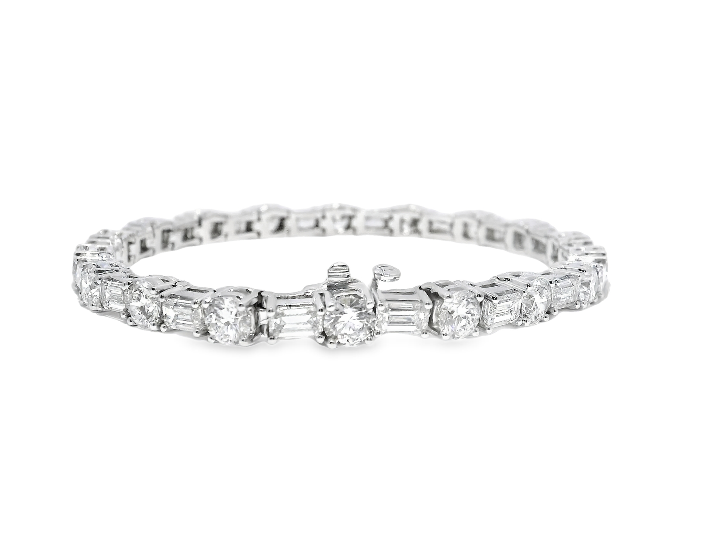 7.91CT Round 5.92CT Emerald Cut Lab Diamond Bracelet 14k White Gold