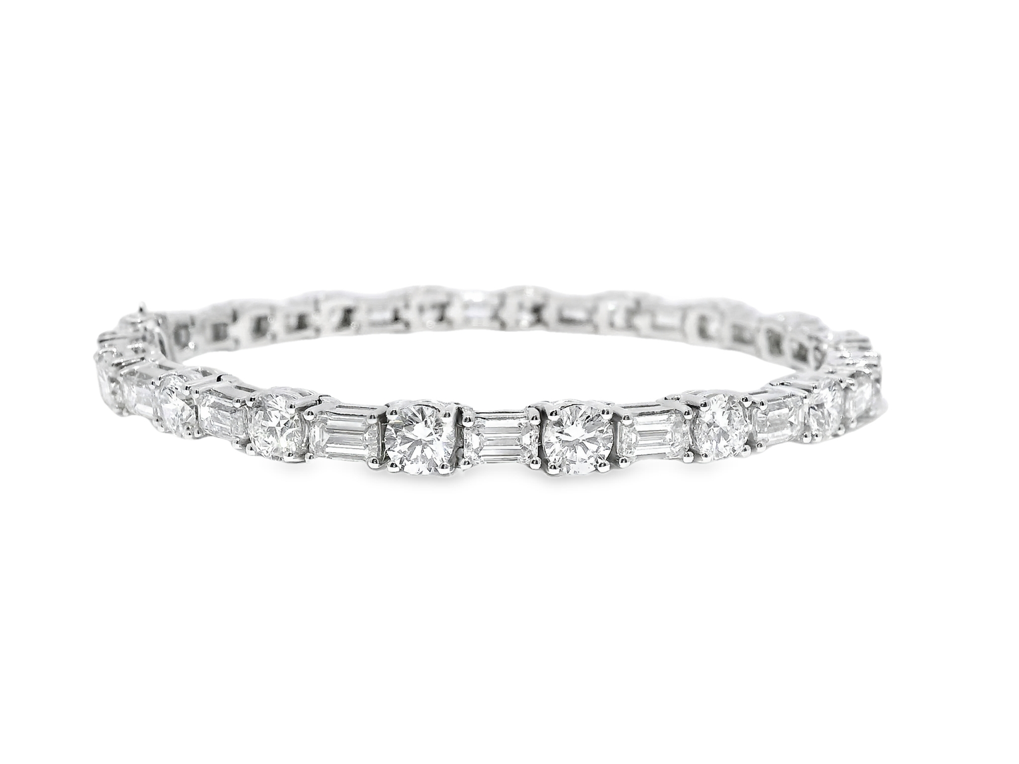 7.91CT Round 5.92CT Emerald Cut Lab Diamond Bracelet 14k White Gold