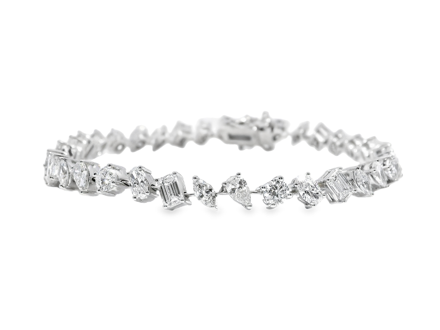 1.37CT Round 5.42CT Mixed Shape Lab Diamond Bracelet 14k White Gold