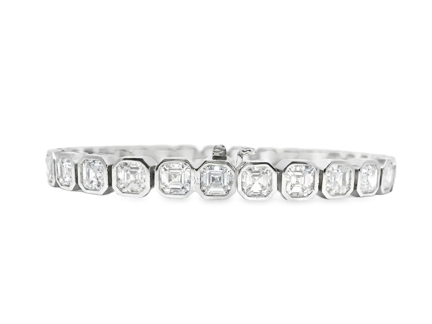 16.79CT Asher Cut Lab Diamond Bracelet 14k White Gold