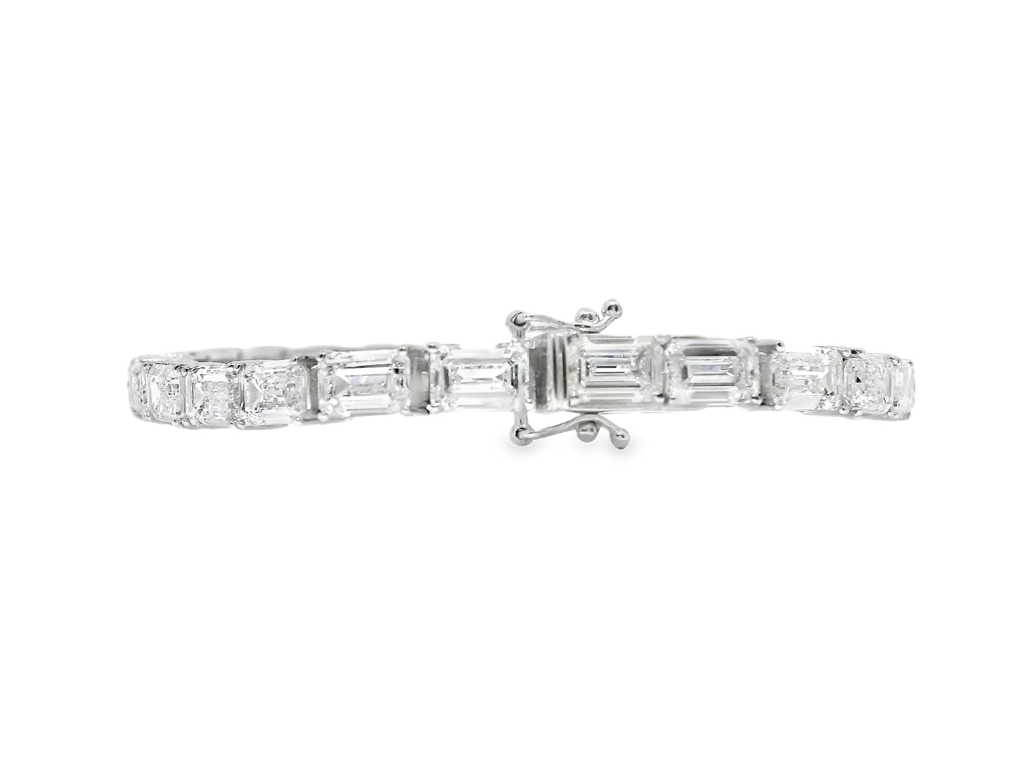 19.19CT Emerald Cut Lab Diamond Bracelet 14k White Gold