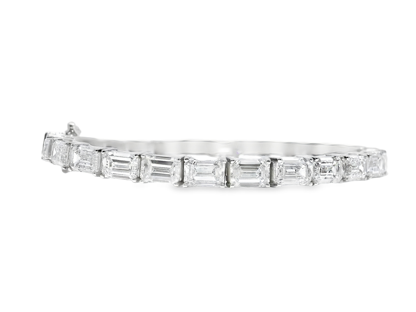 19.19CT Emerald Cut Lab Diamond Bracelet 14k White Gold