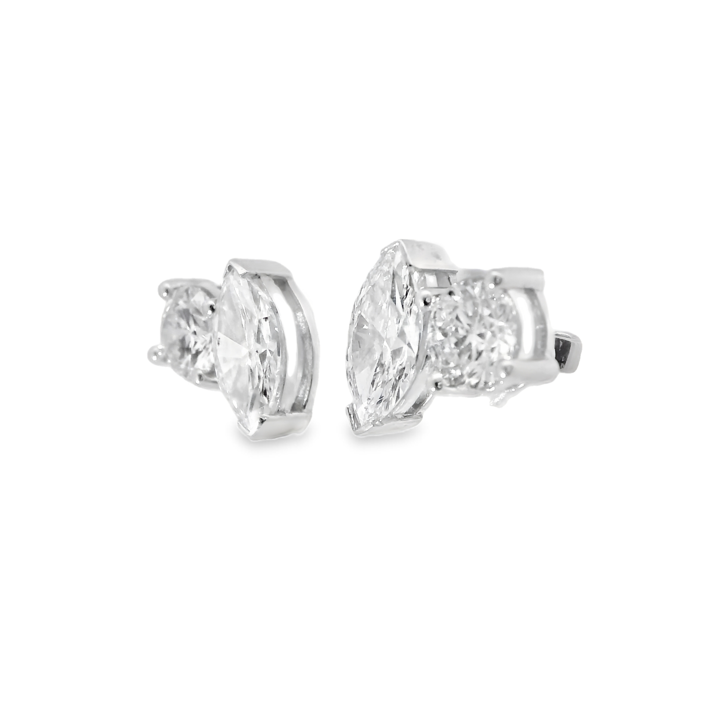 0.65CT Round 1.84CT Marquise Lab Diamond Earring 14k White Gold