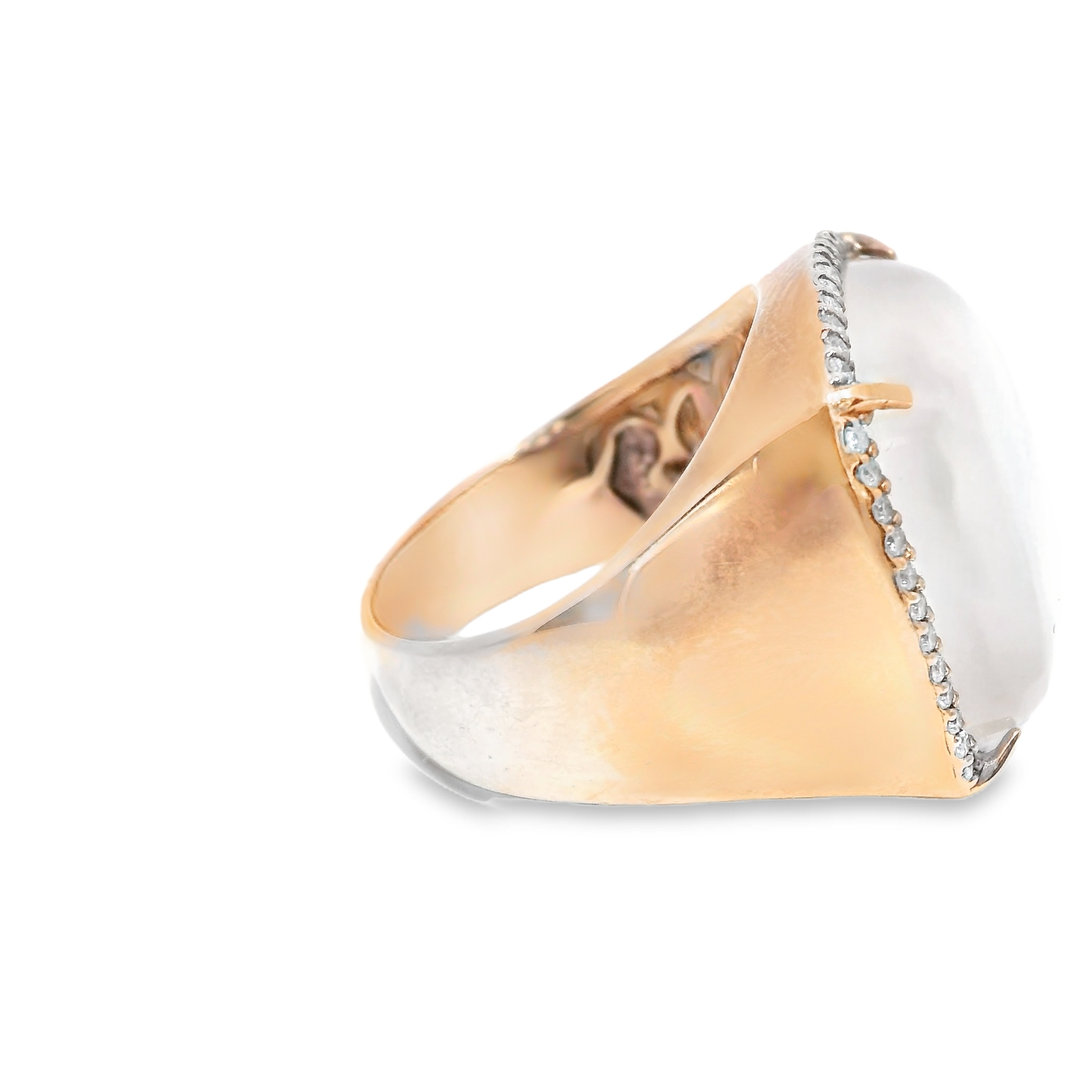 0.36CT Diamond With White MOP Ring 14k Rose Gold