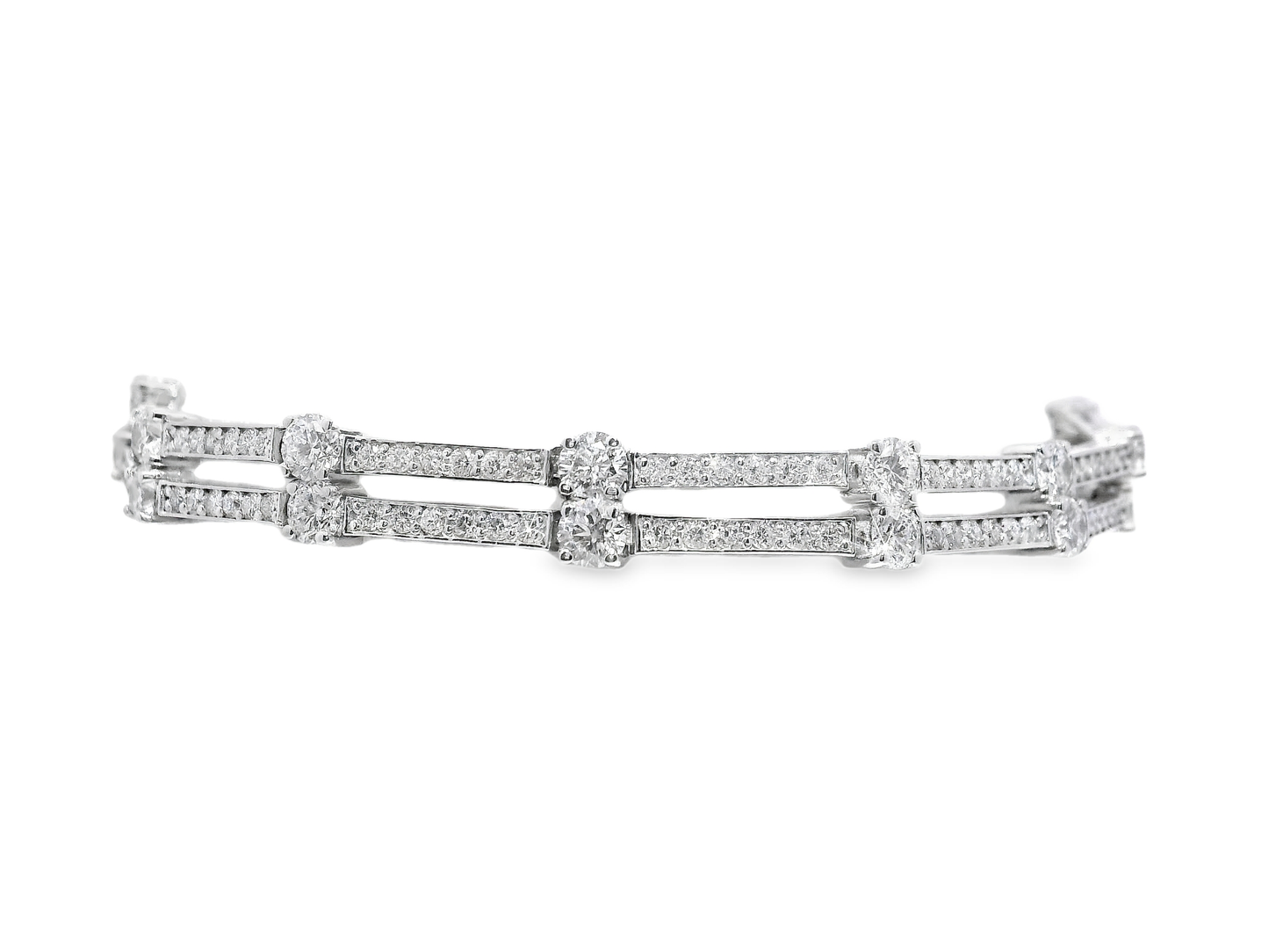 5.44CT Diamond 2 Row Bracelet 14k White Gold