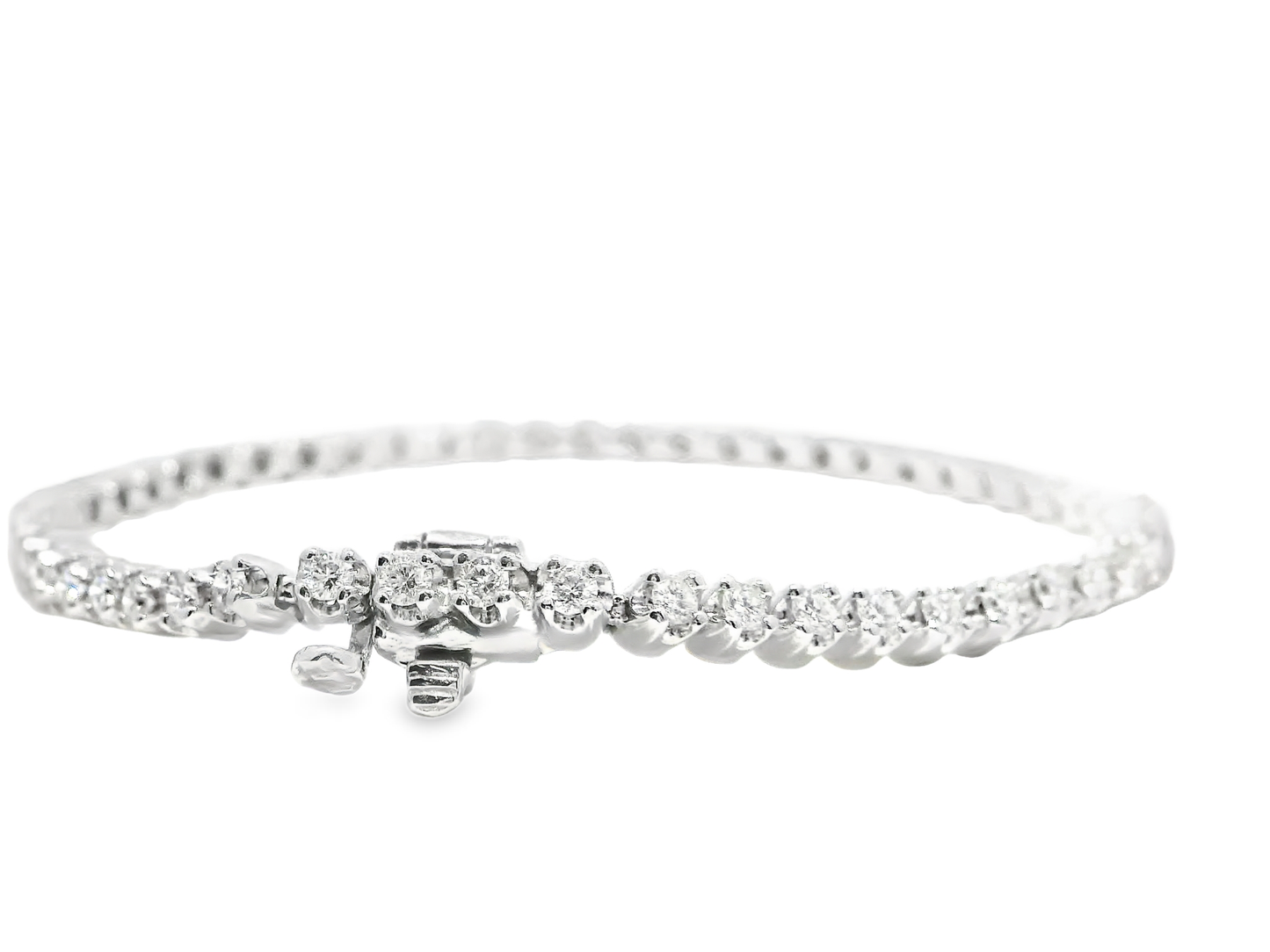 1.52CT Diamond Tennis Bracelet 14k White Gold
