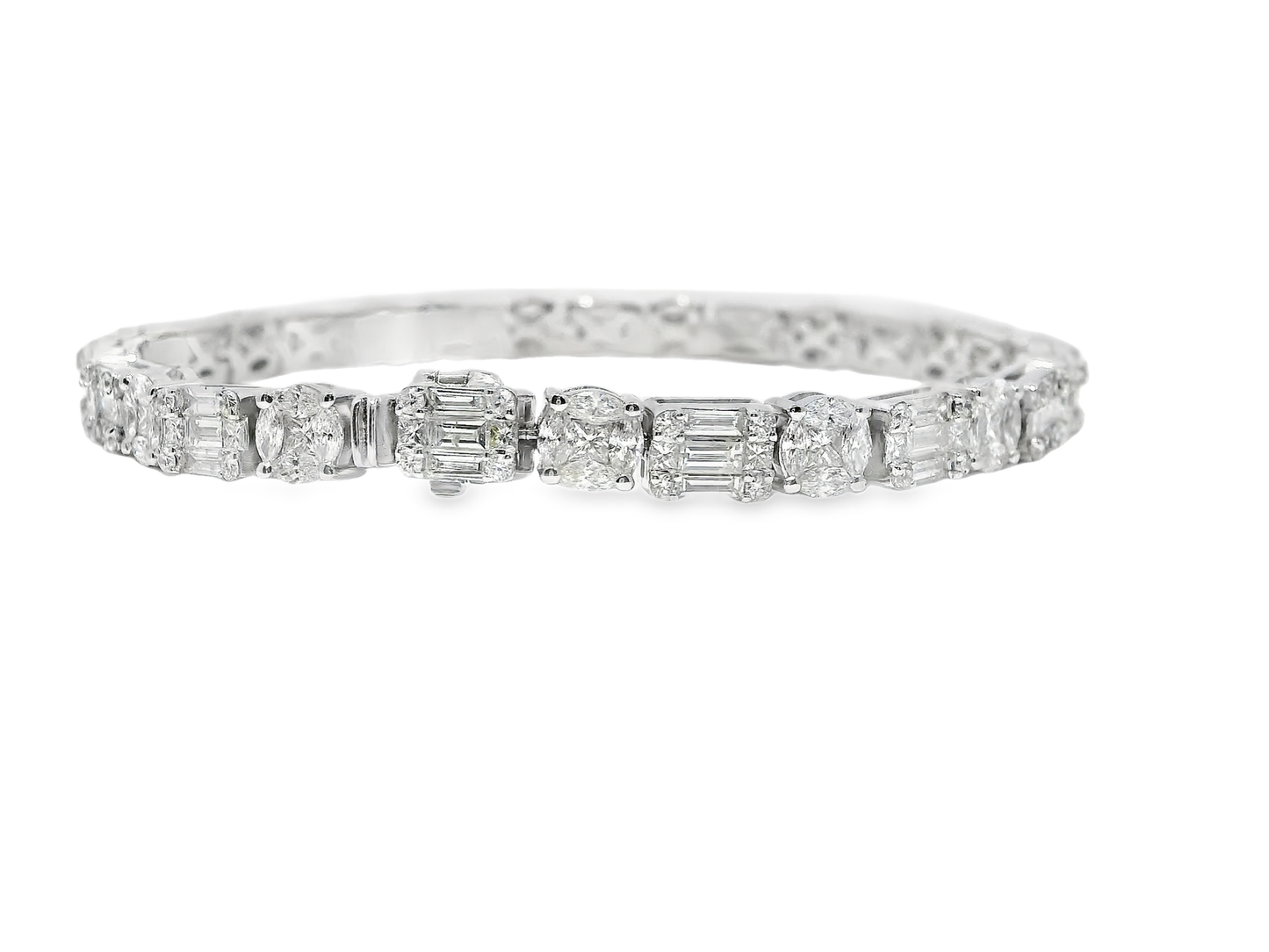 6.74CT Round Diamond & Emerald Cut Bracelet 18k White Gold