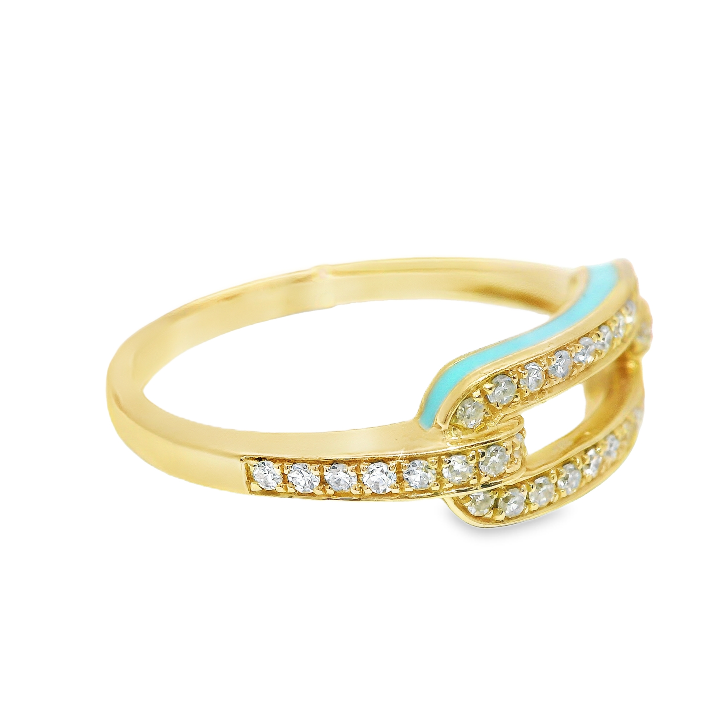0.28CT Diamond Ring with Turquoise 14k Yellow Gold