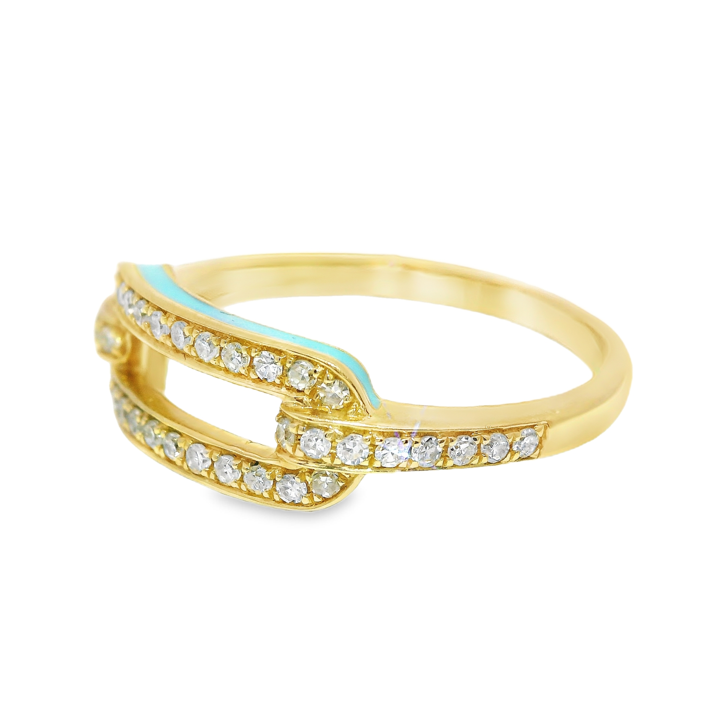 0.28CT Diamond Ring with Turquoise 14k Yellow Gold