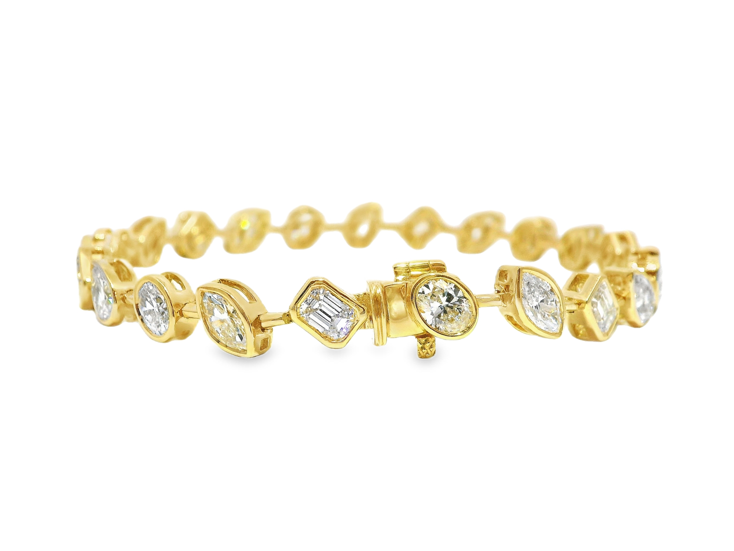 7.02CT Mixed Shape Diamond Bracelet 18k Yellow Gold