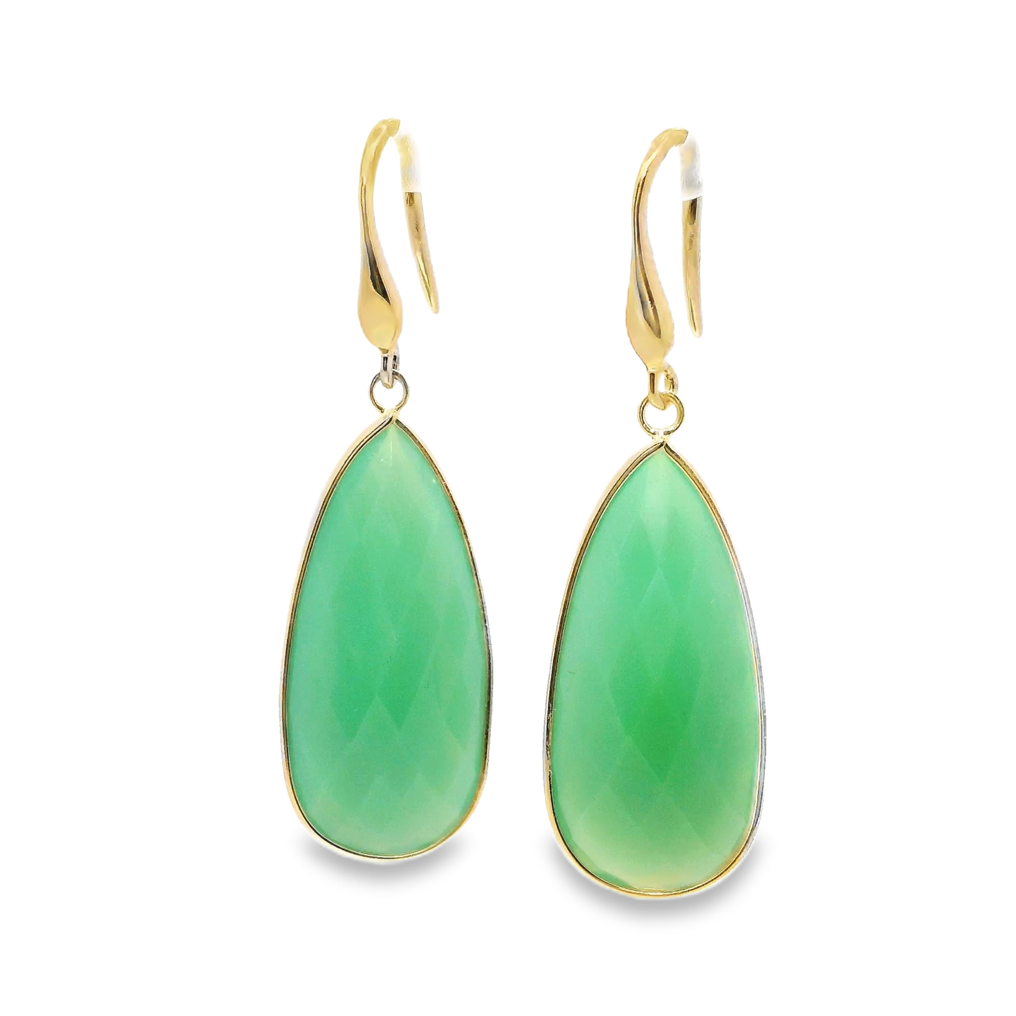 Green Chalcedony Hoop Earring 14k Yellow Gold