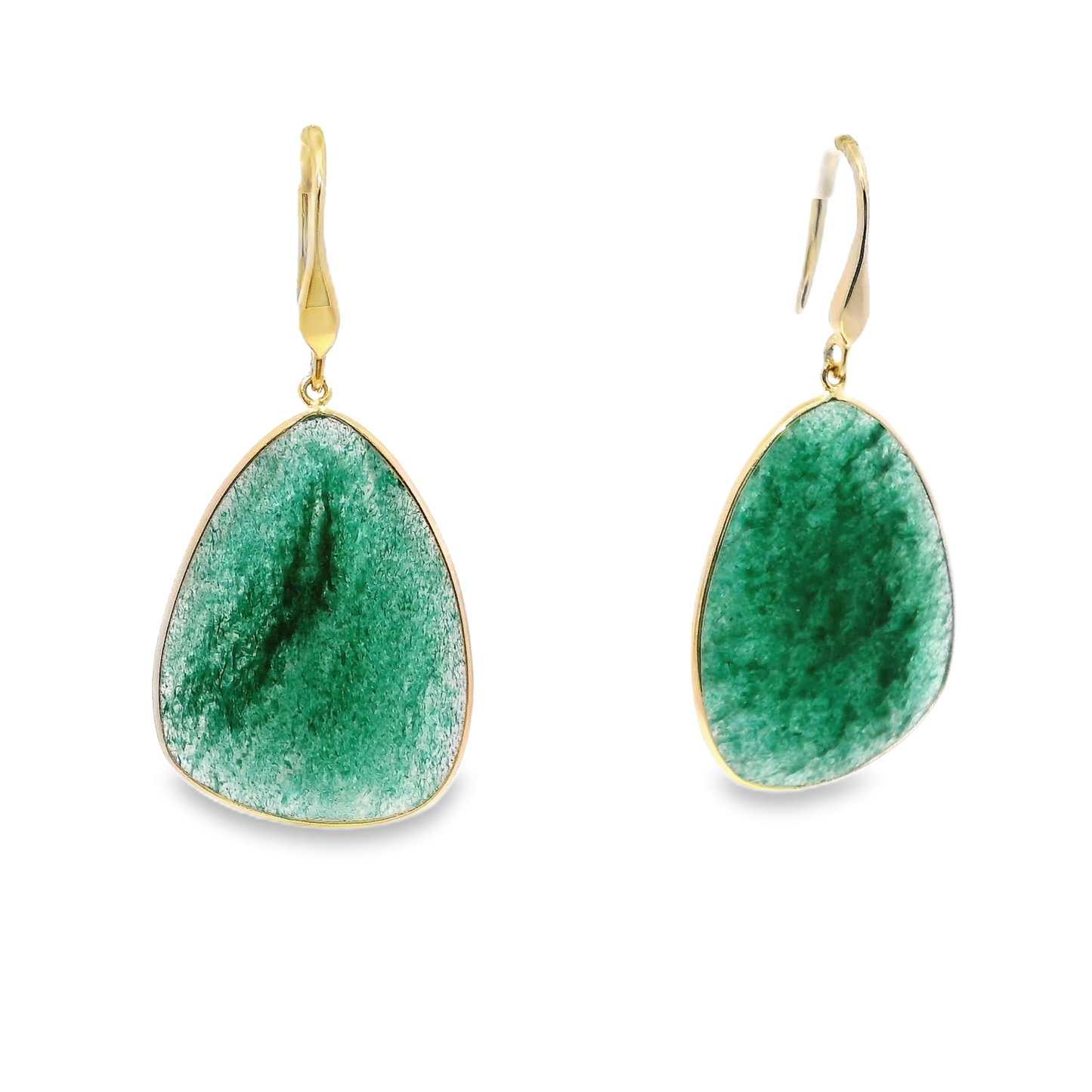 Green Aventurine Hoop Earring 14k Yellow Gold
