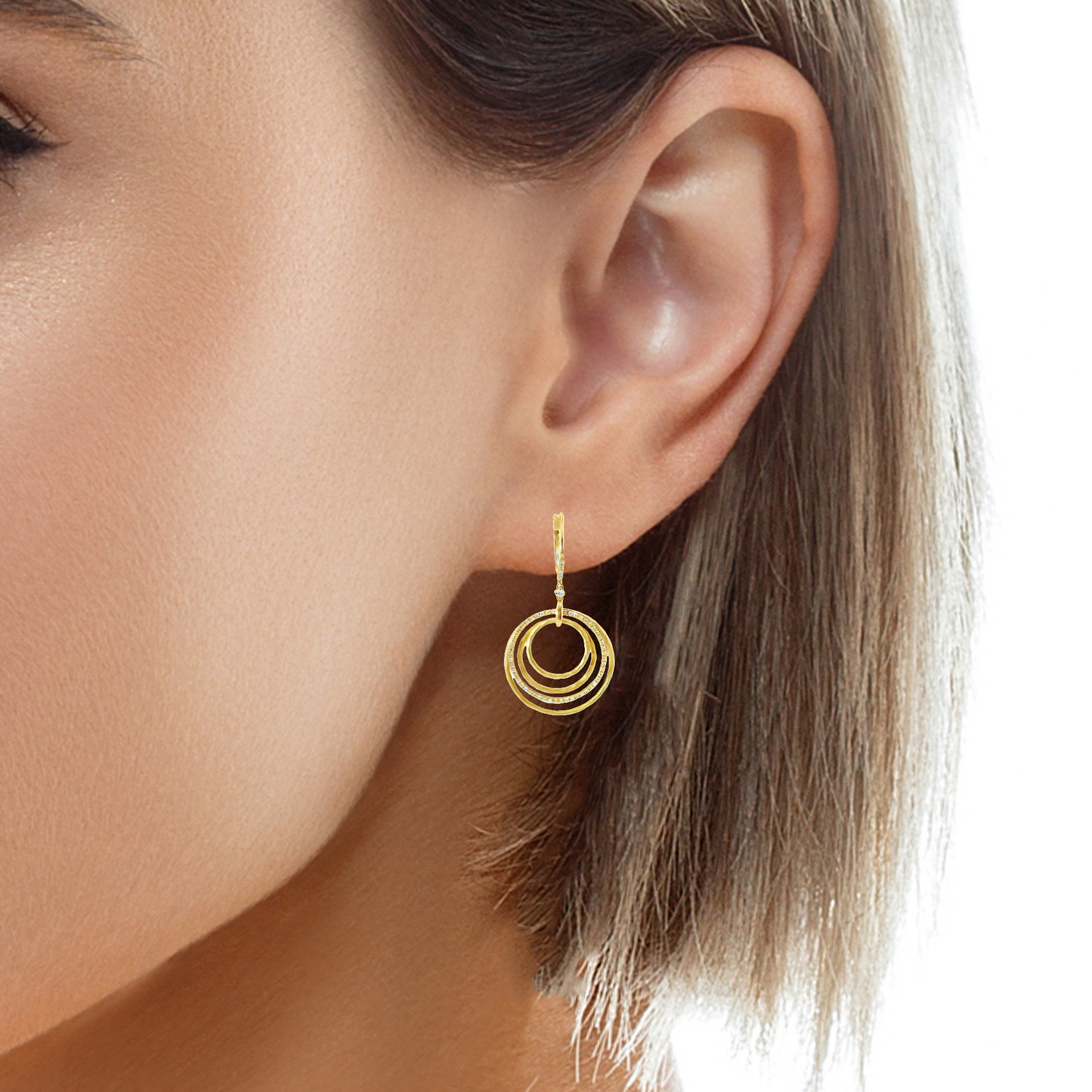0.47CT Diamond 14k Yellow Gold Earring