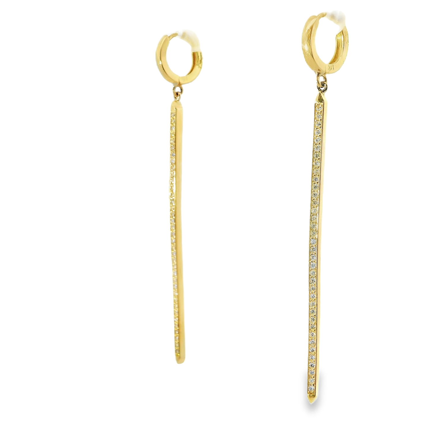 0.38Ct Diamond Bar 14k Yellow Gold Earring