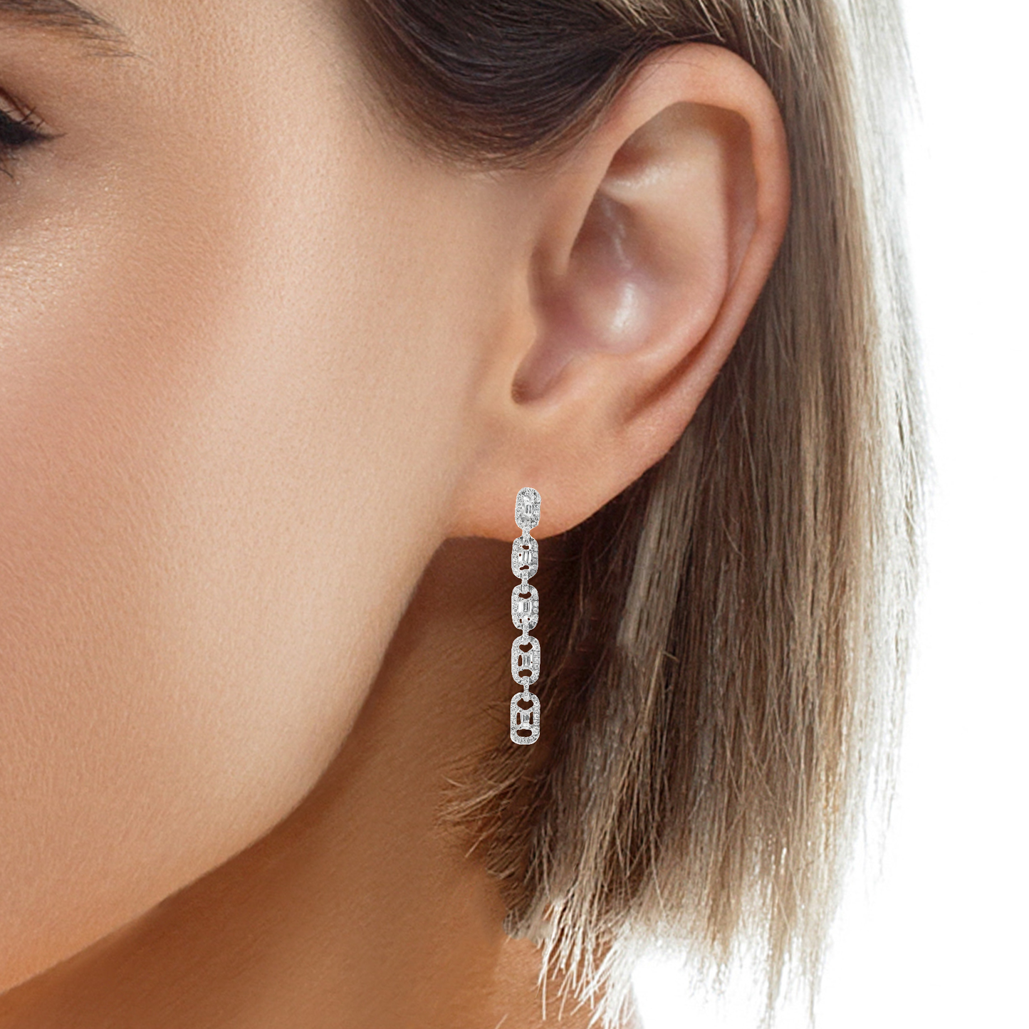 0.71CT Diamond 14k White Gold Earring