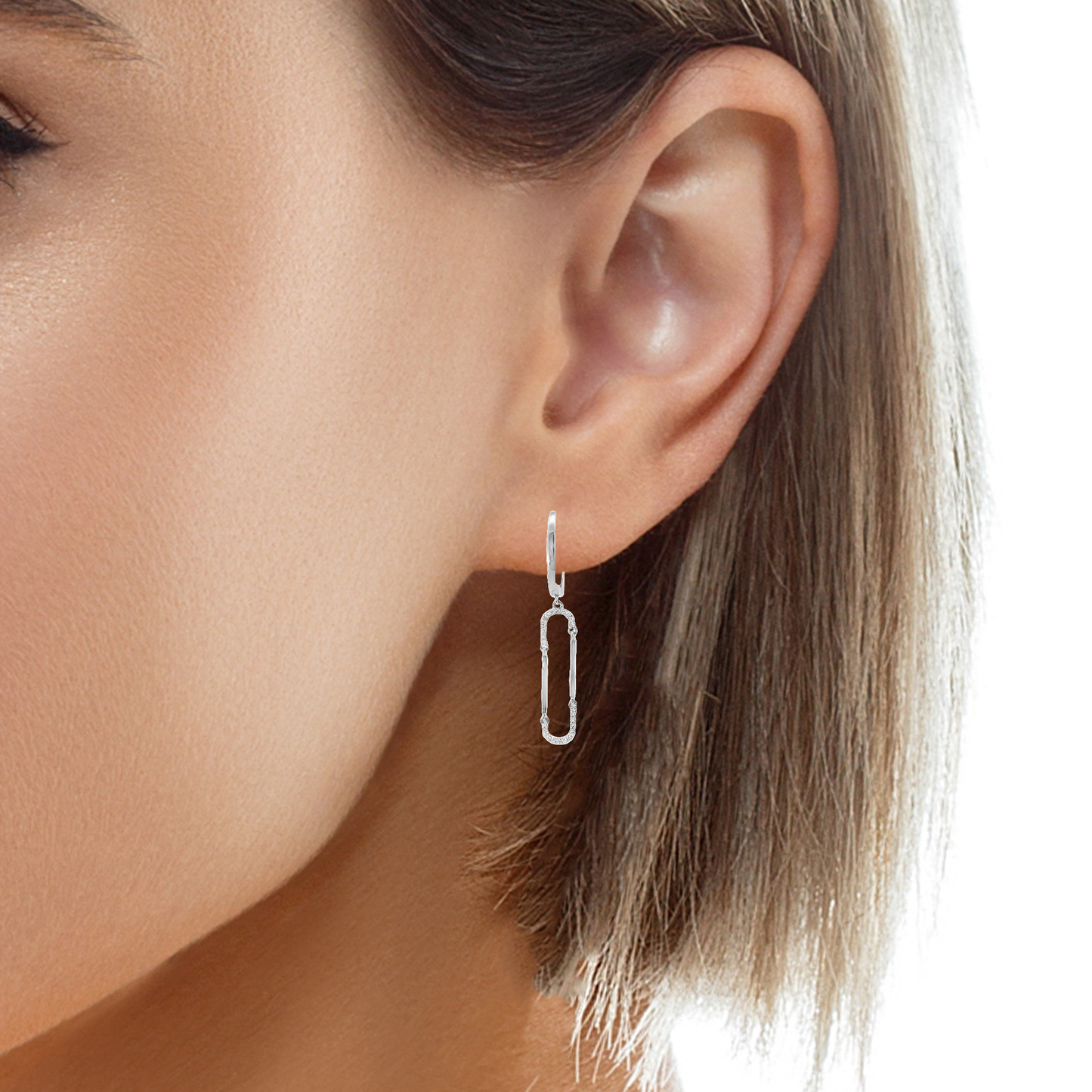 0.16CT Diamond 14k White Gold Earring