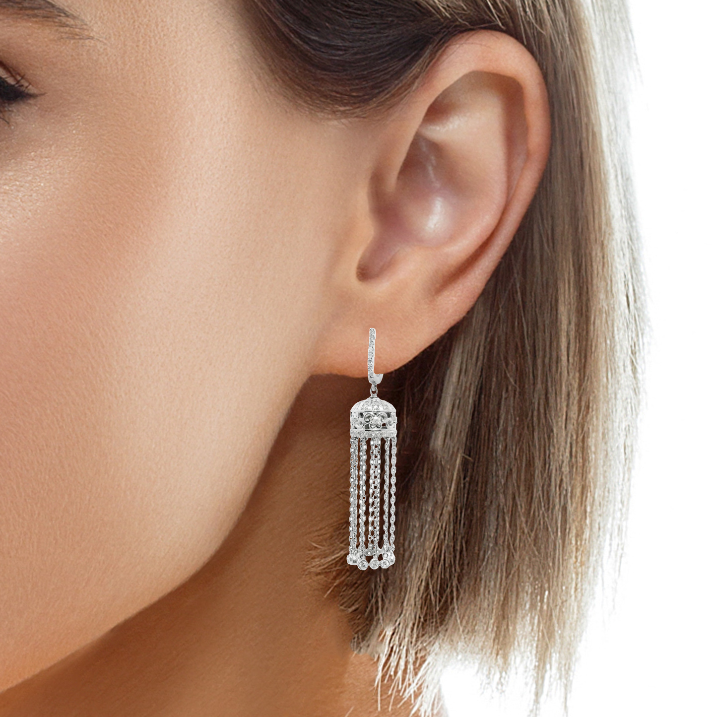 1.61CT Diamond 14k White Gold Earring