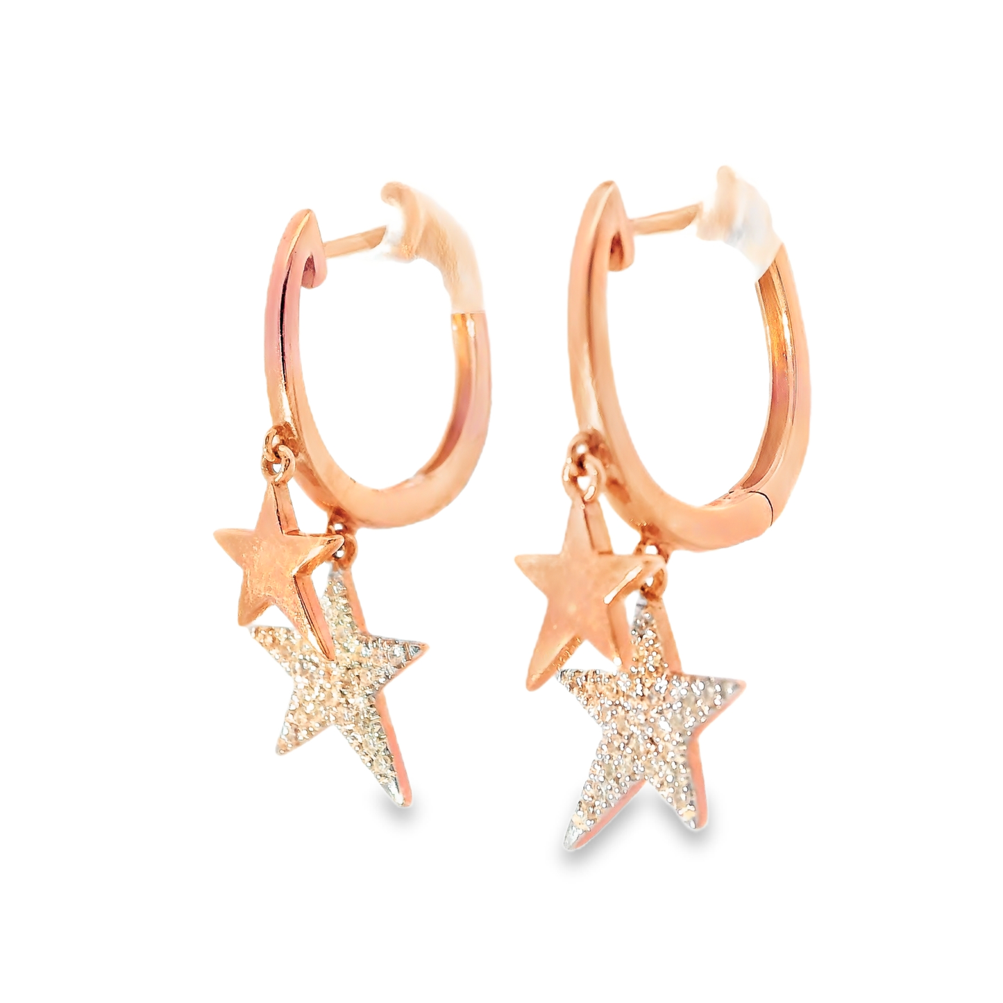 0.18Ct Diamond 14k Rose Gold Star Earring