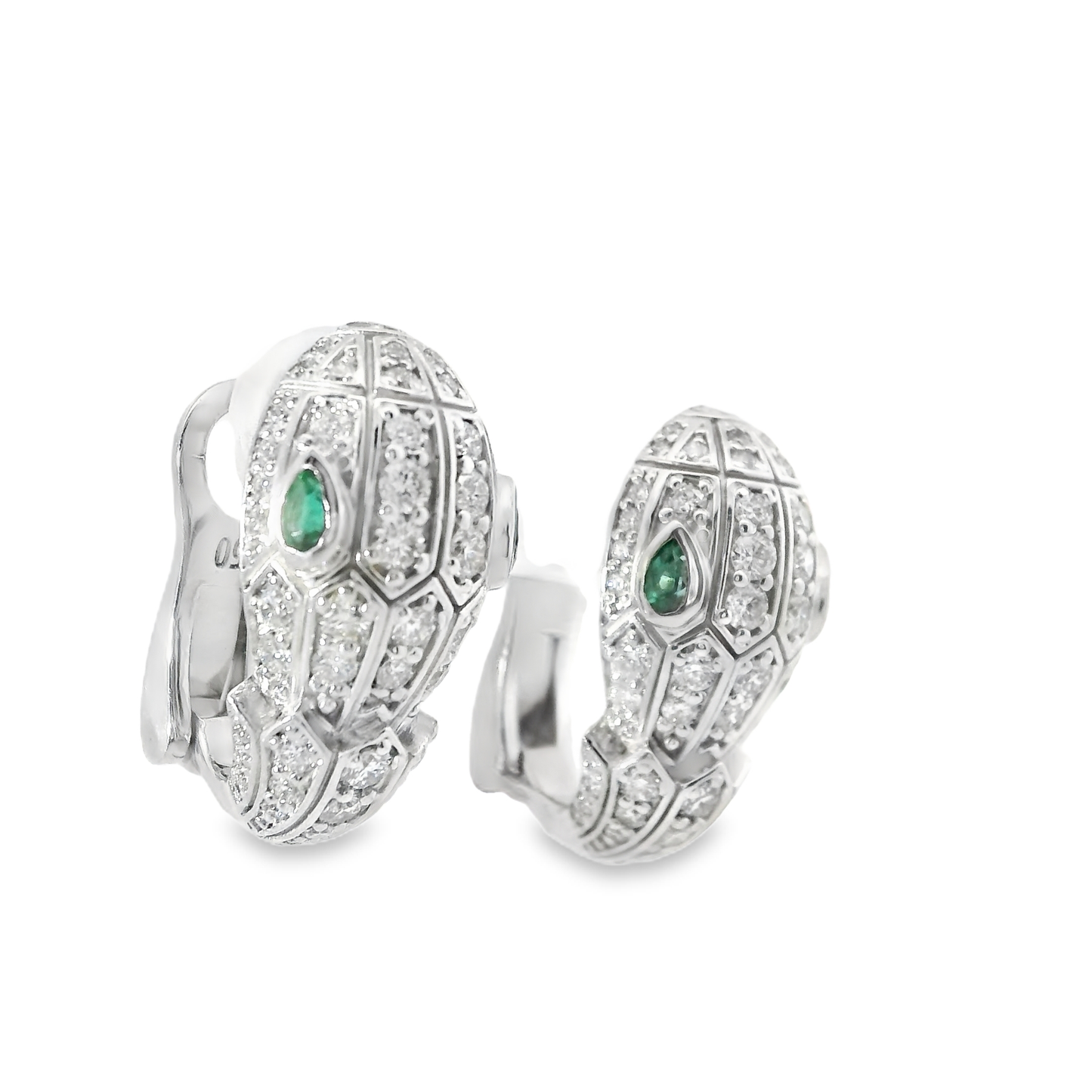 1.41CT Diamond with Emerald 18k White Gold Earring