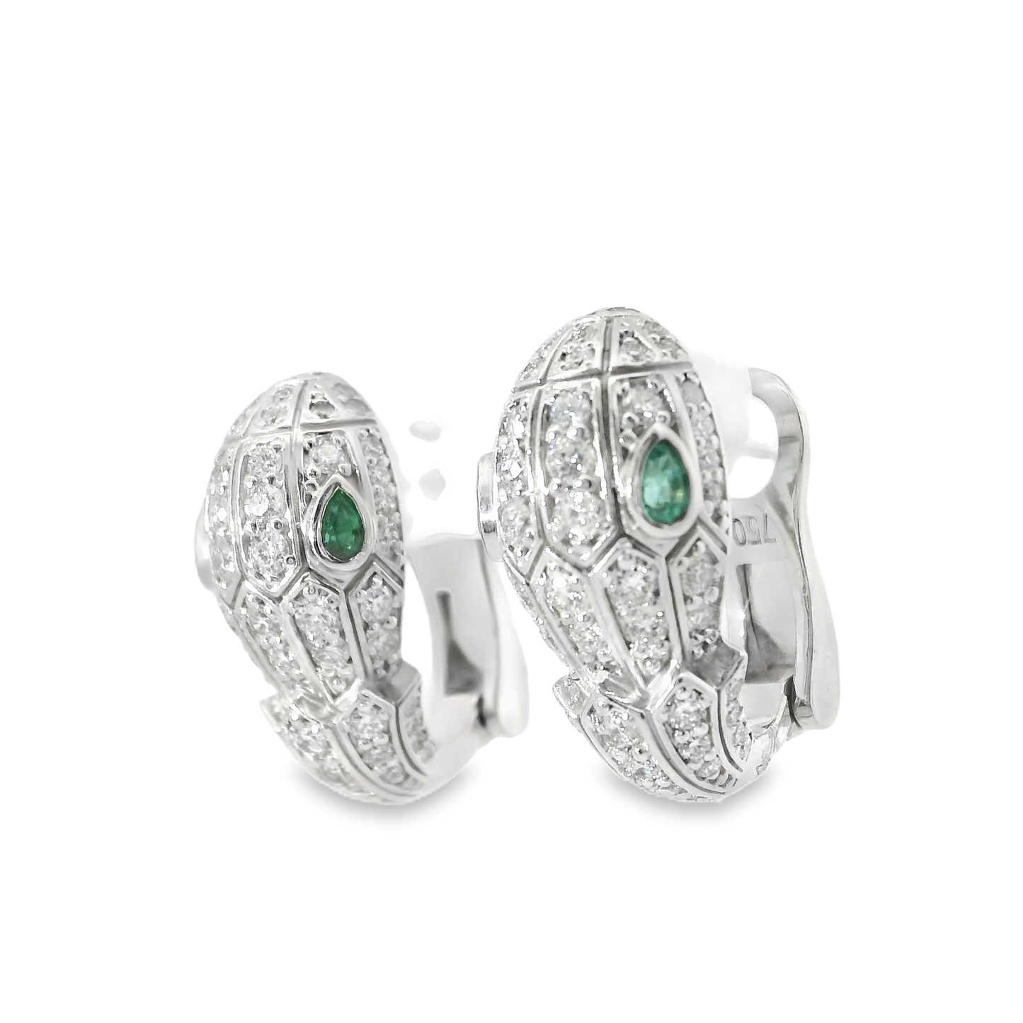 1.41CT Diamond with Emerald 18k White Gold Earring