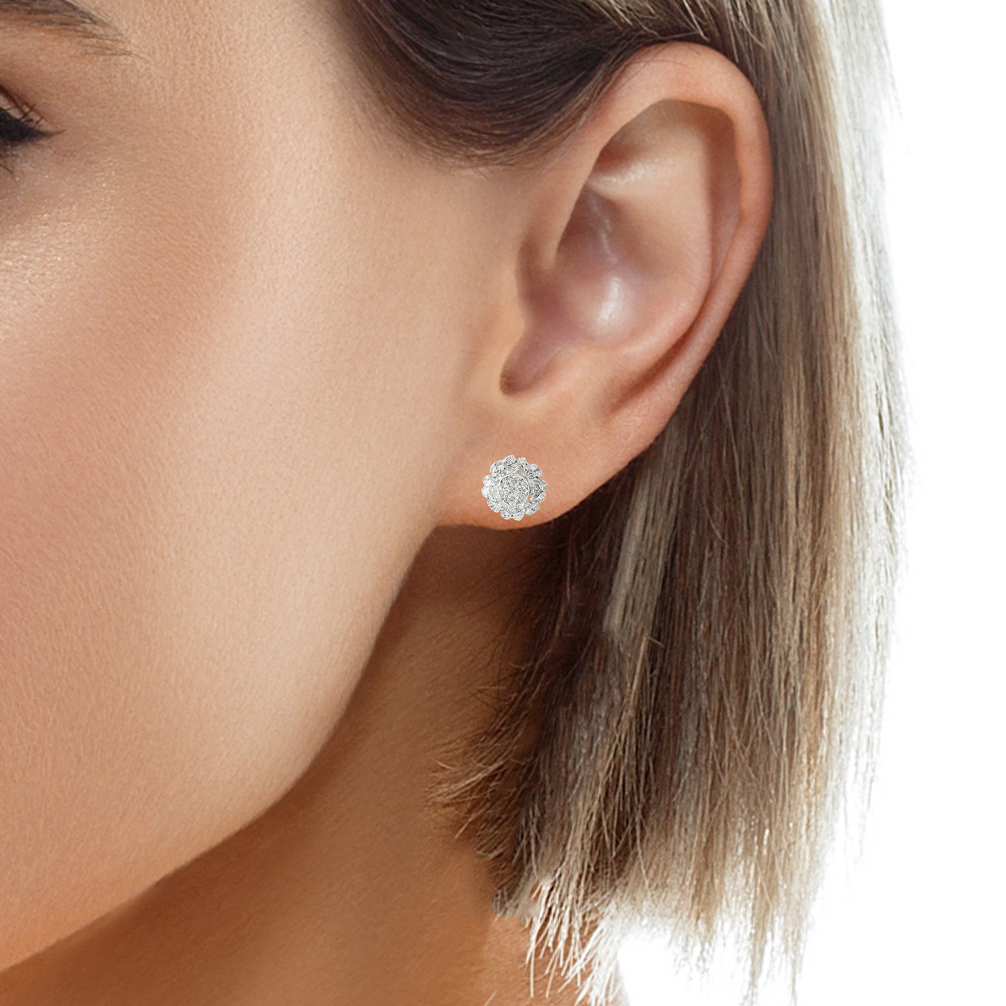 1.28CT Diamond 14k White Gold Earring