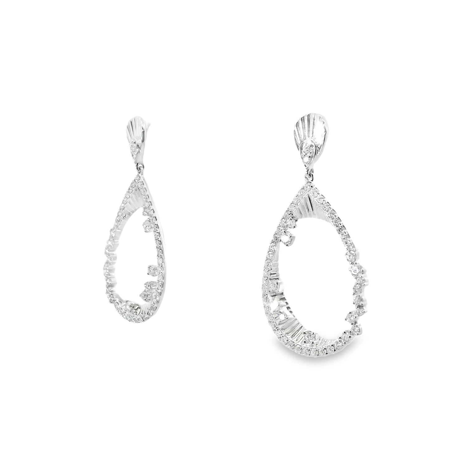 1.09CT Diamond Earrings 14k White Gold