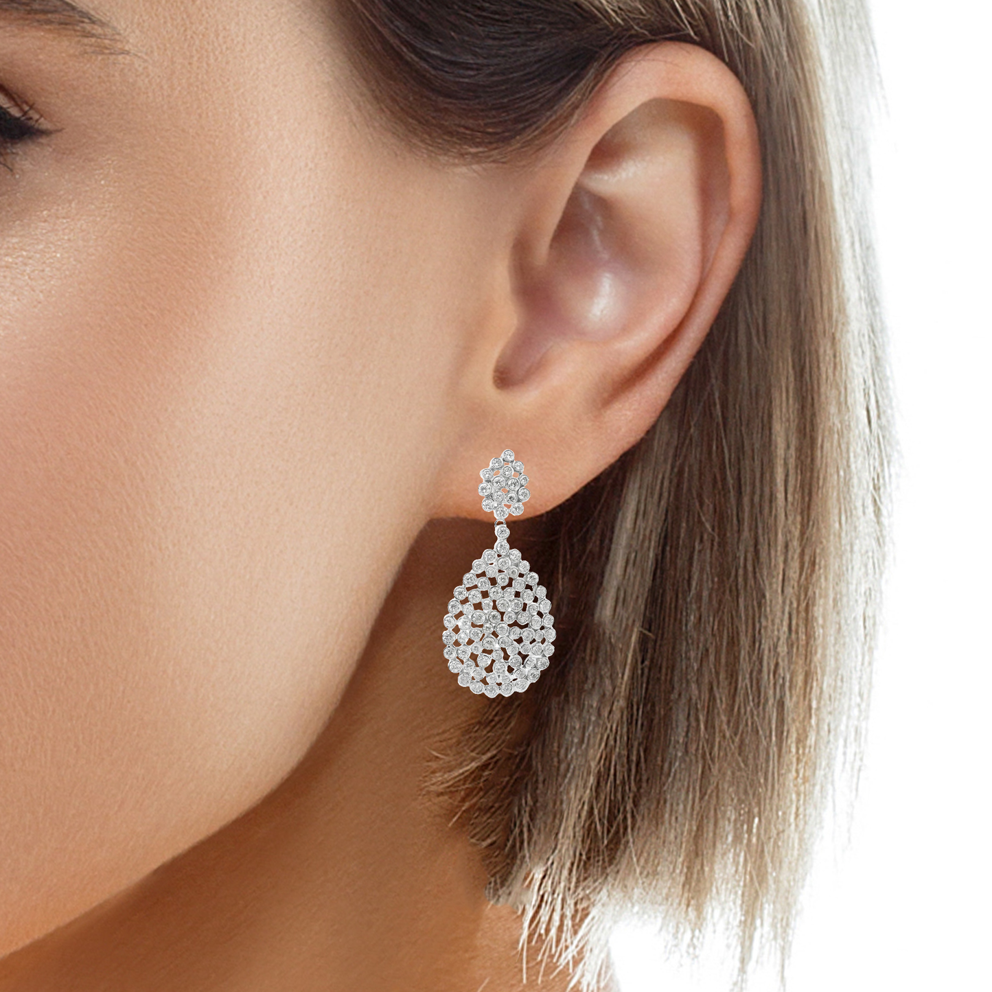 6.27CT Diamond Earring 18k White Gold