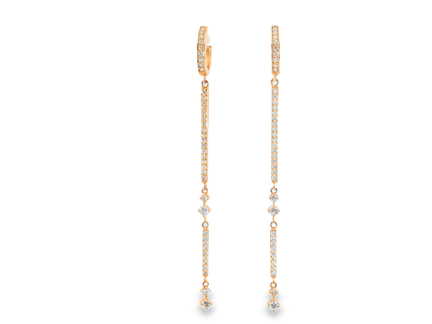 0.83CT Diamond Bar Earring 14k Gold