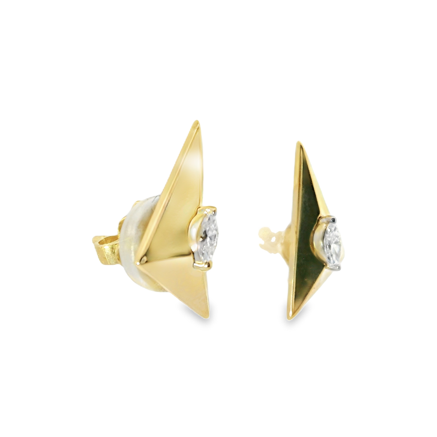 0.20CT Marquise Diamond 14k Yellow Gold Earring