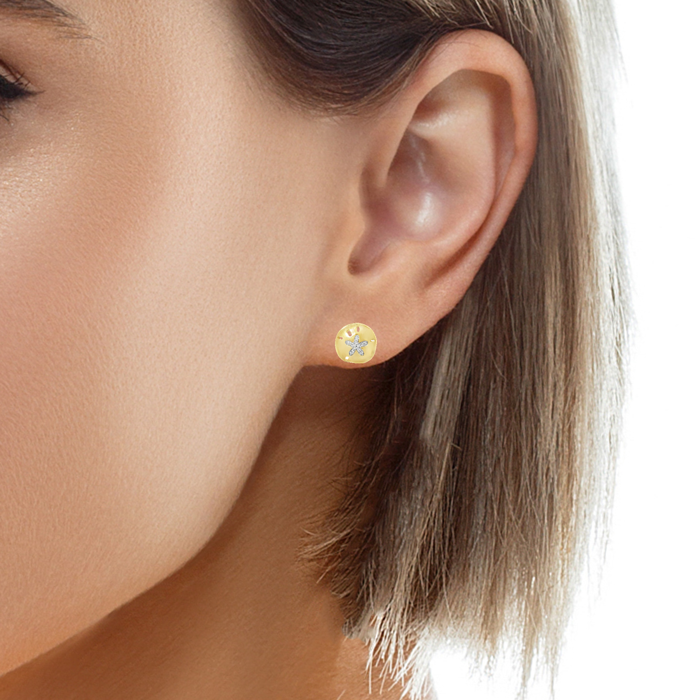 0.12CT Diamond 14k Yellow Gold Earring
