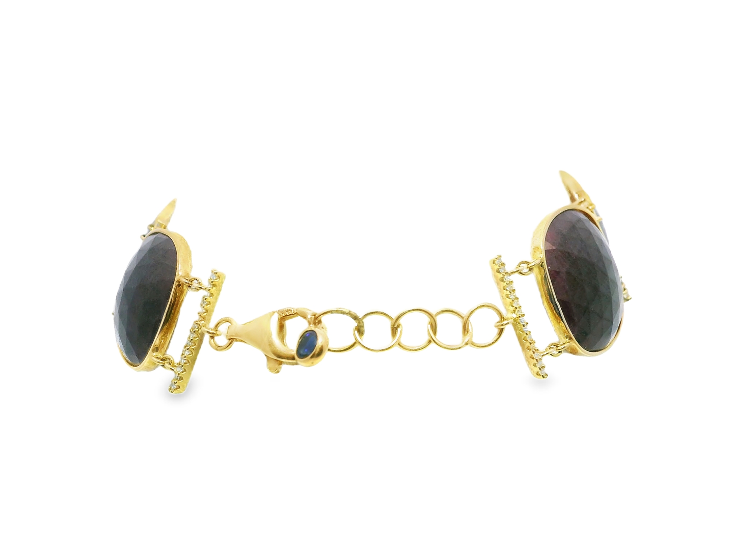 0.50CT Diamond with Ruby 14k Yellow Gold Bracelet