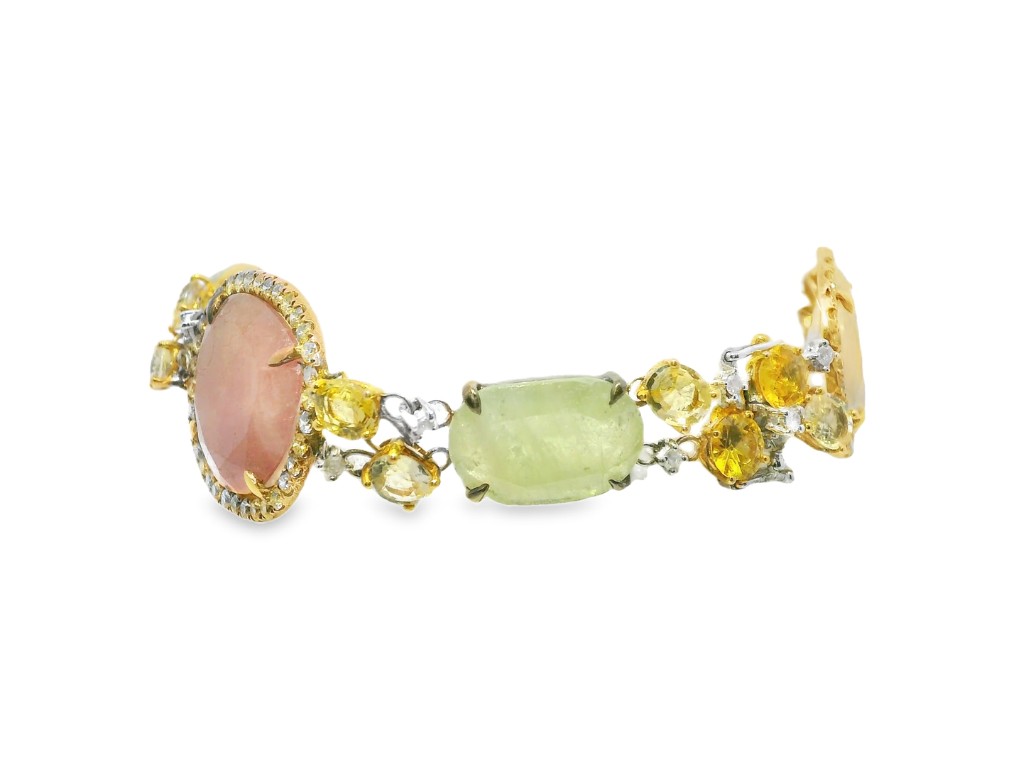 1.75CT Diamond with Mixed Sapphire 18k Yellow Gold Bracelet