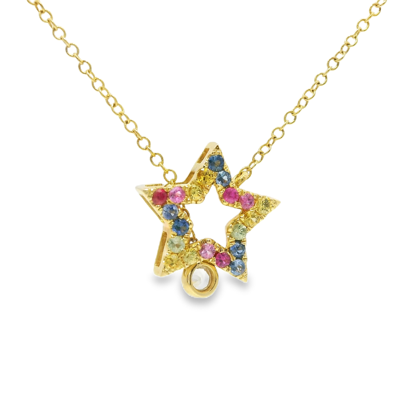 0.55CT Mixed Sapphire Pendant 14k Yellow Gold