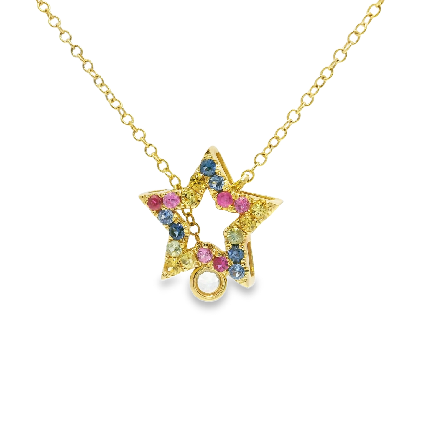 0.55CT Mixed Sapphire Pendant 14k Yellow Gold
